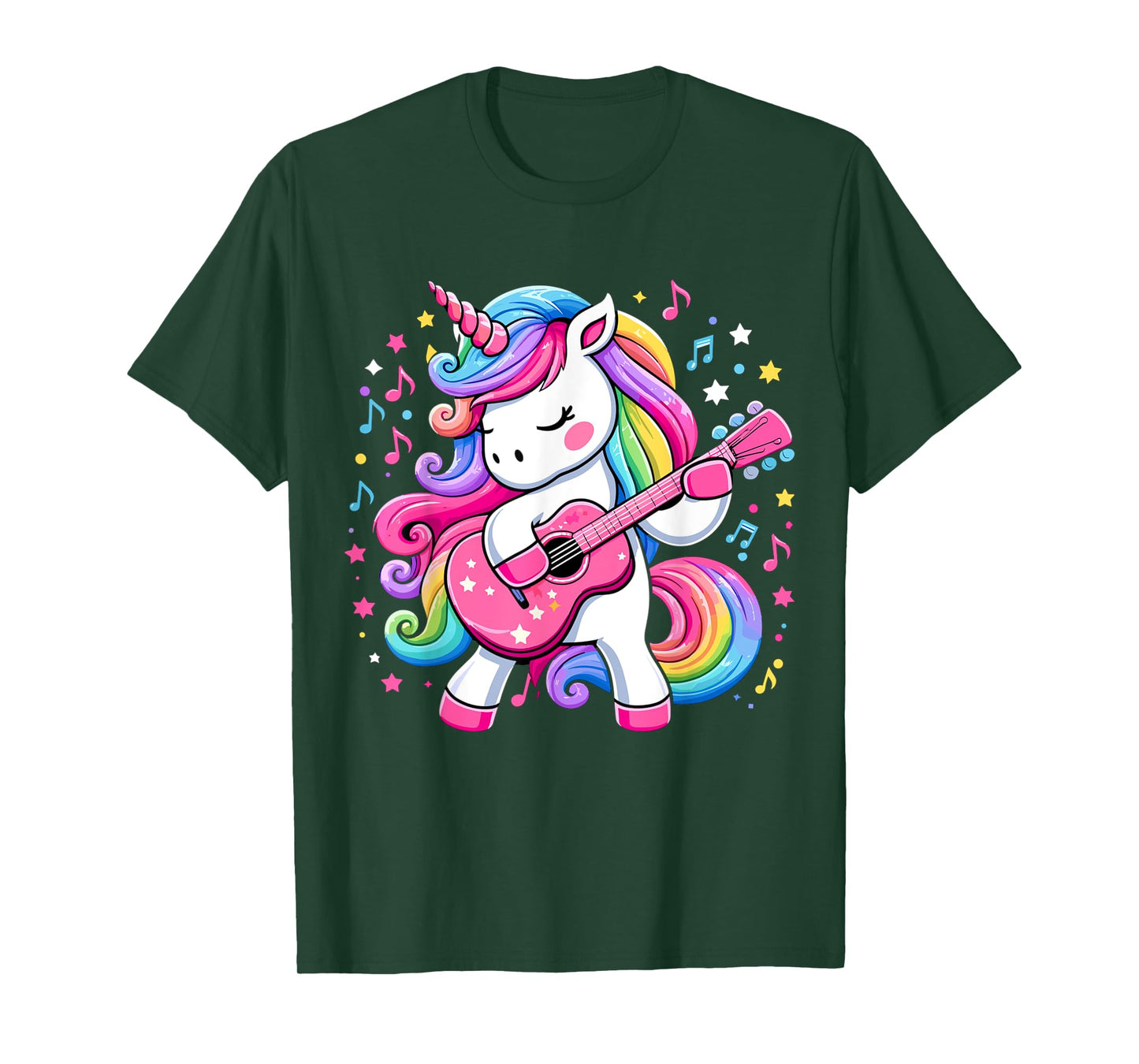 Unicorn Birthday Party Playing Guitar Music T-Shirt