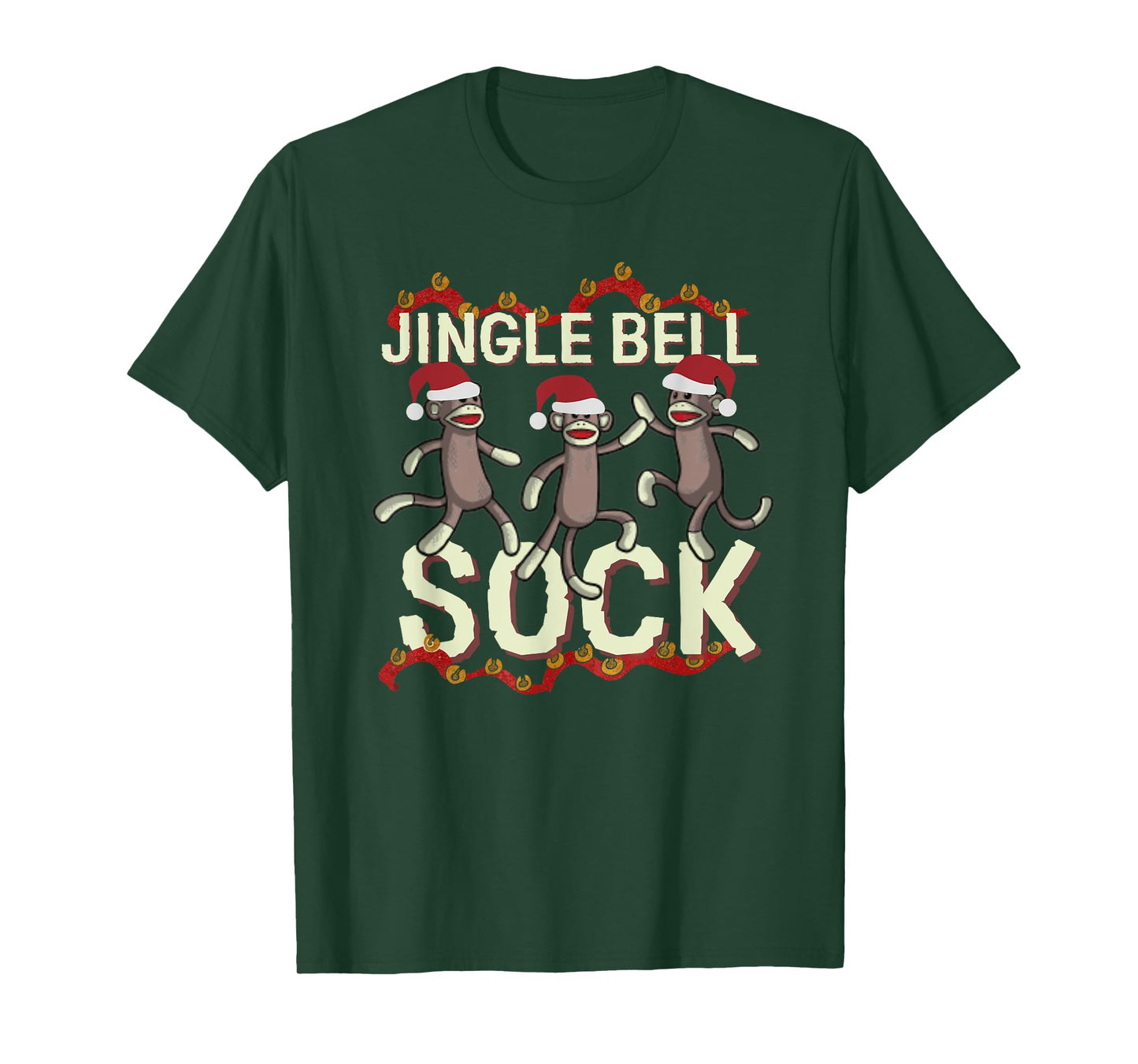 Jingle Bell Sock Funny Sock Monkey Christmas T-Shirt