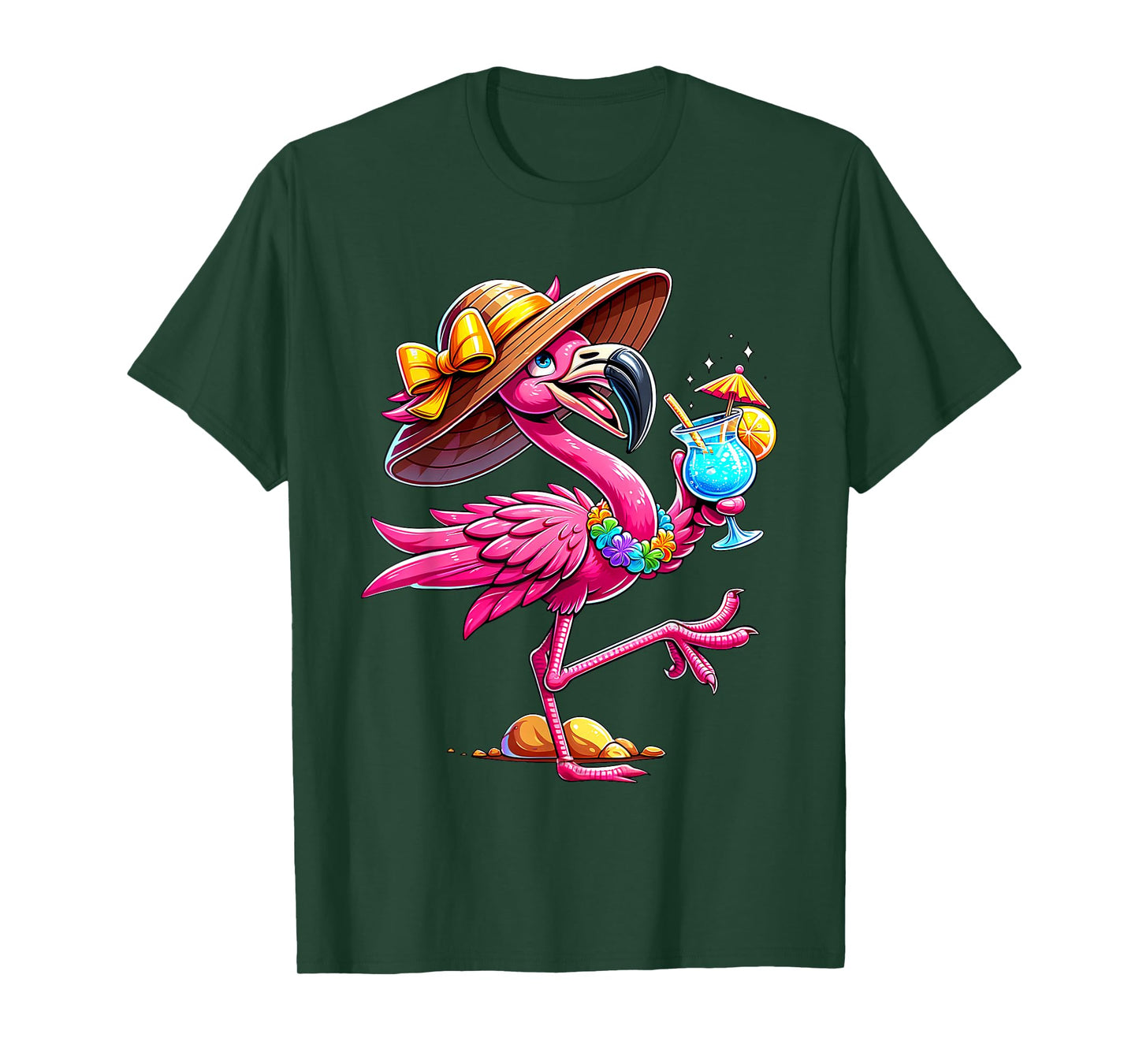 Funny Flamingo Hawaiian Summer Tropical Luau Women Girls Kid T-Shirt