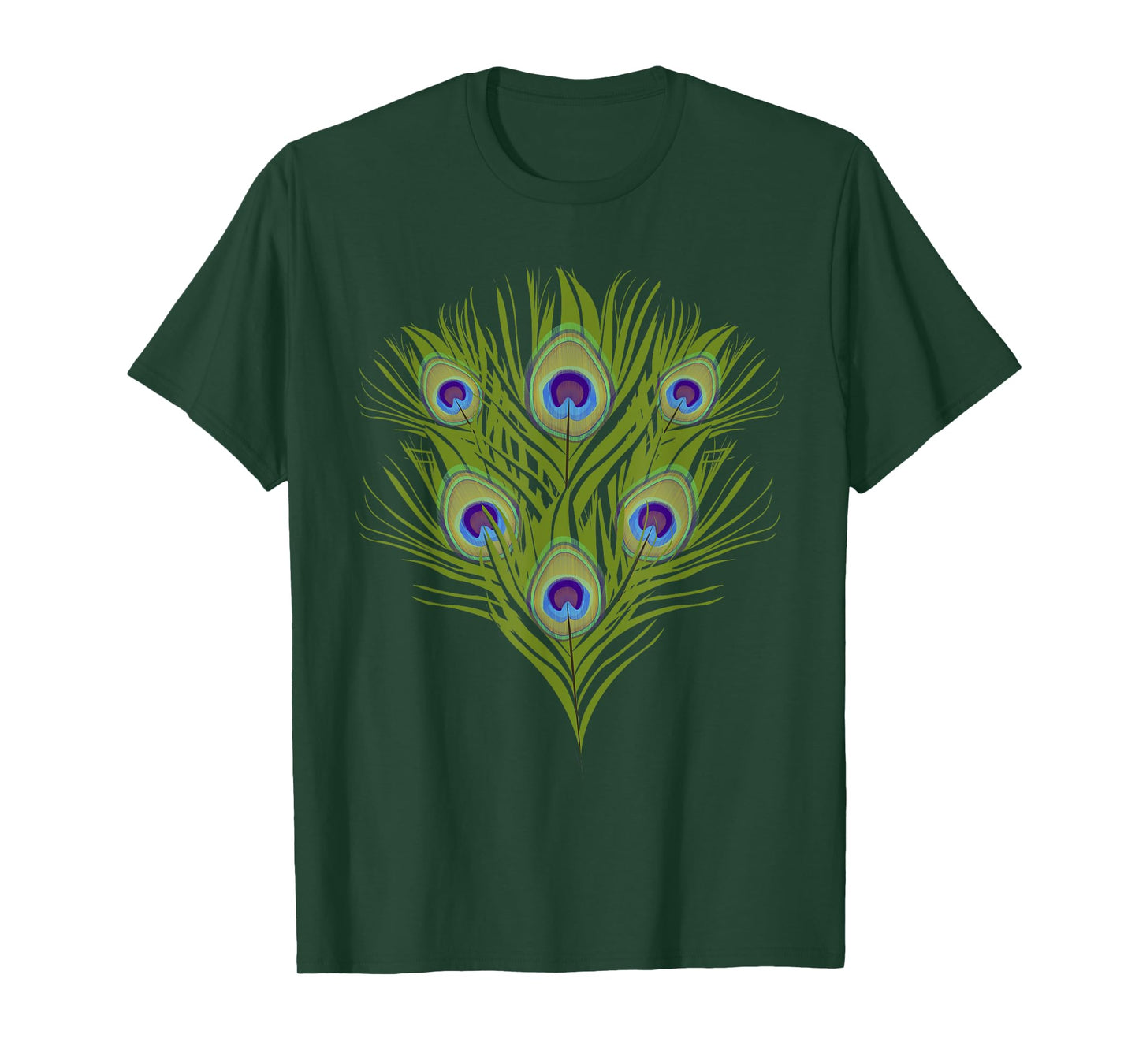Decorative Colorful Women Girls Kids Tail Feathers Peacock T-Shirt