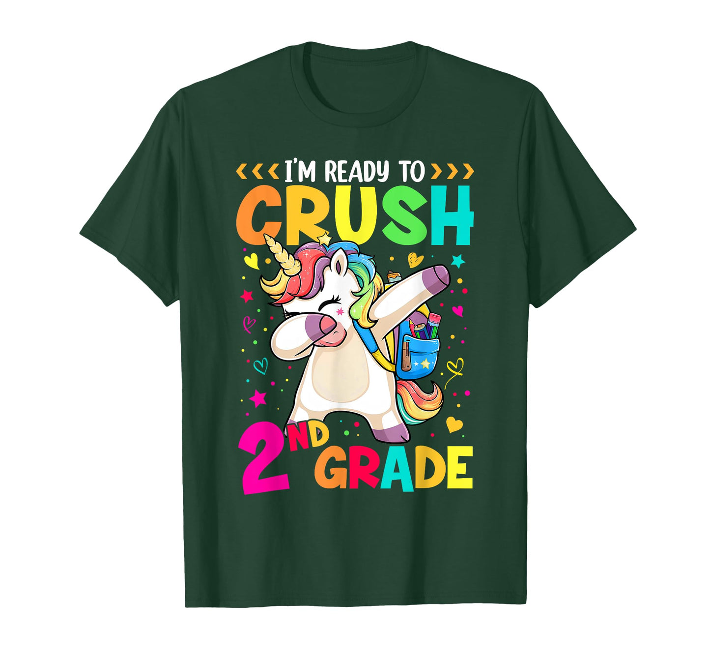 Crush 2nd Grade Dabbing Unicorn Back to School Girls Kids T-Shirt