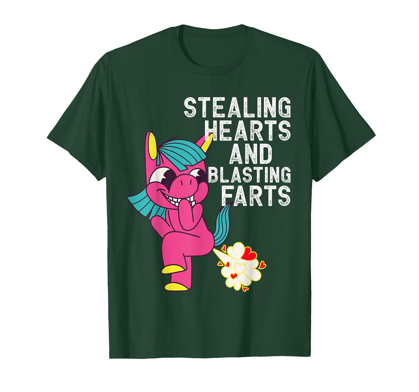 Stealing Hearts and Blasting Farts Funny Unicorn T-Shirt