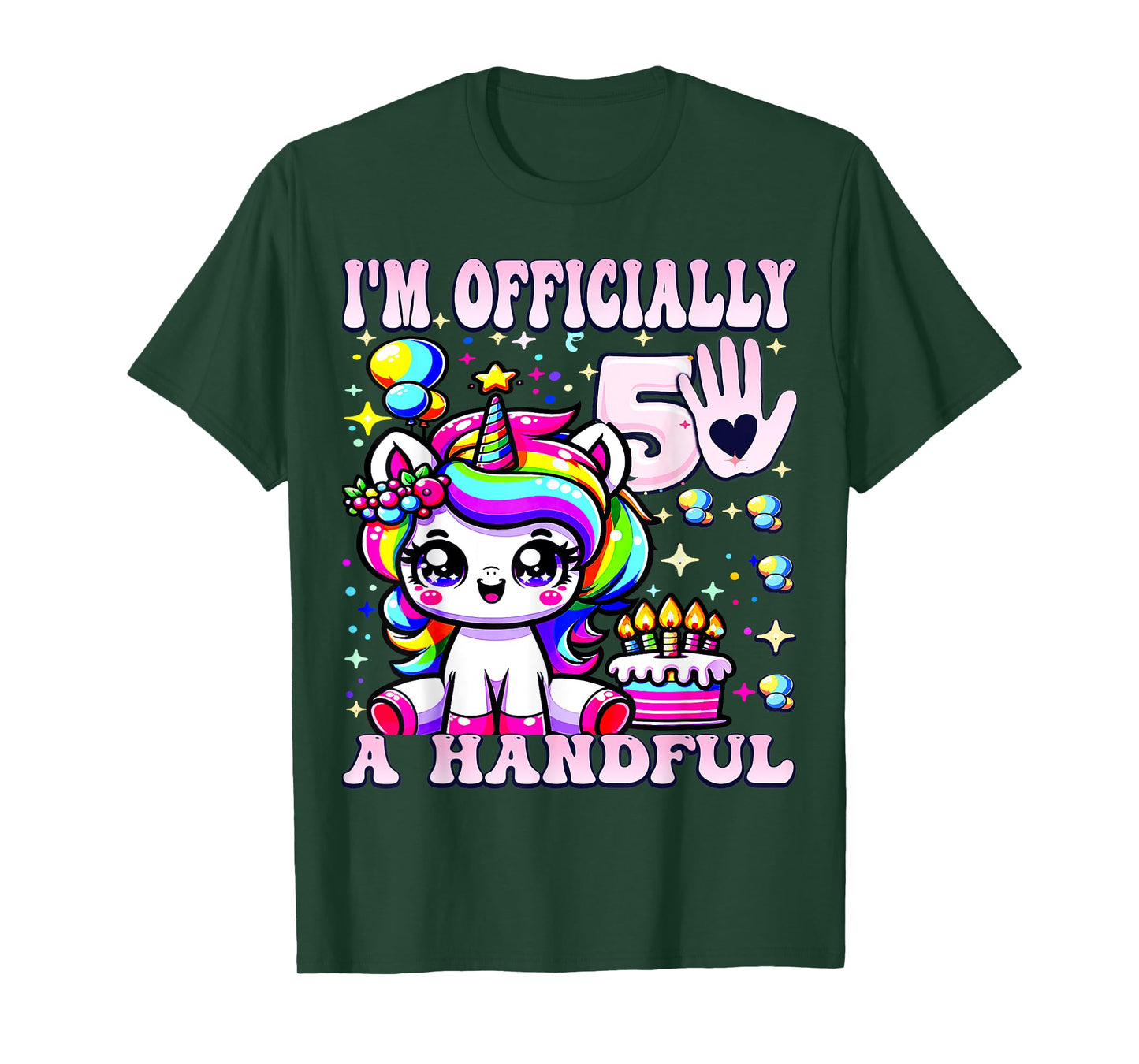 I'm Officially a Handful Birthday 5th Unicorn for girls T-Shirt