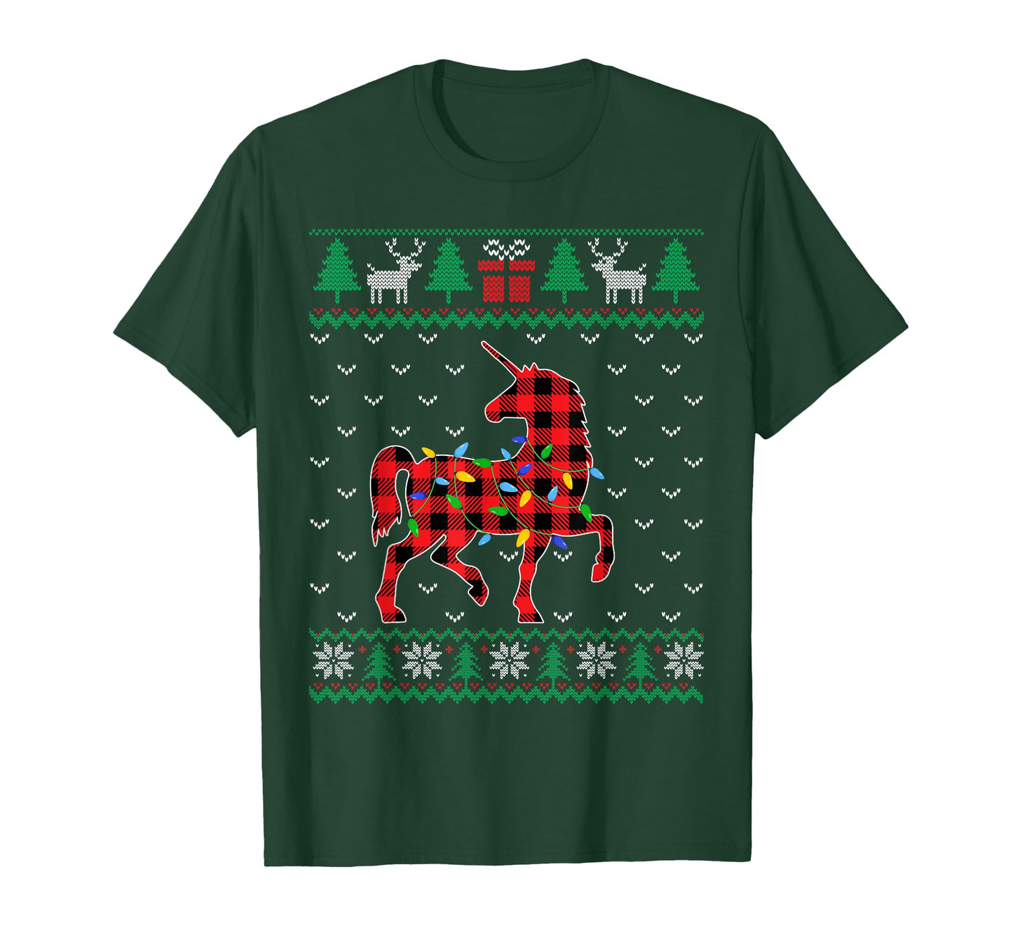 Unicorn Christmas Tree Lights Decoration Xmas Sweater Ugly T-Shirt