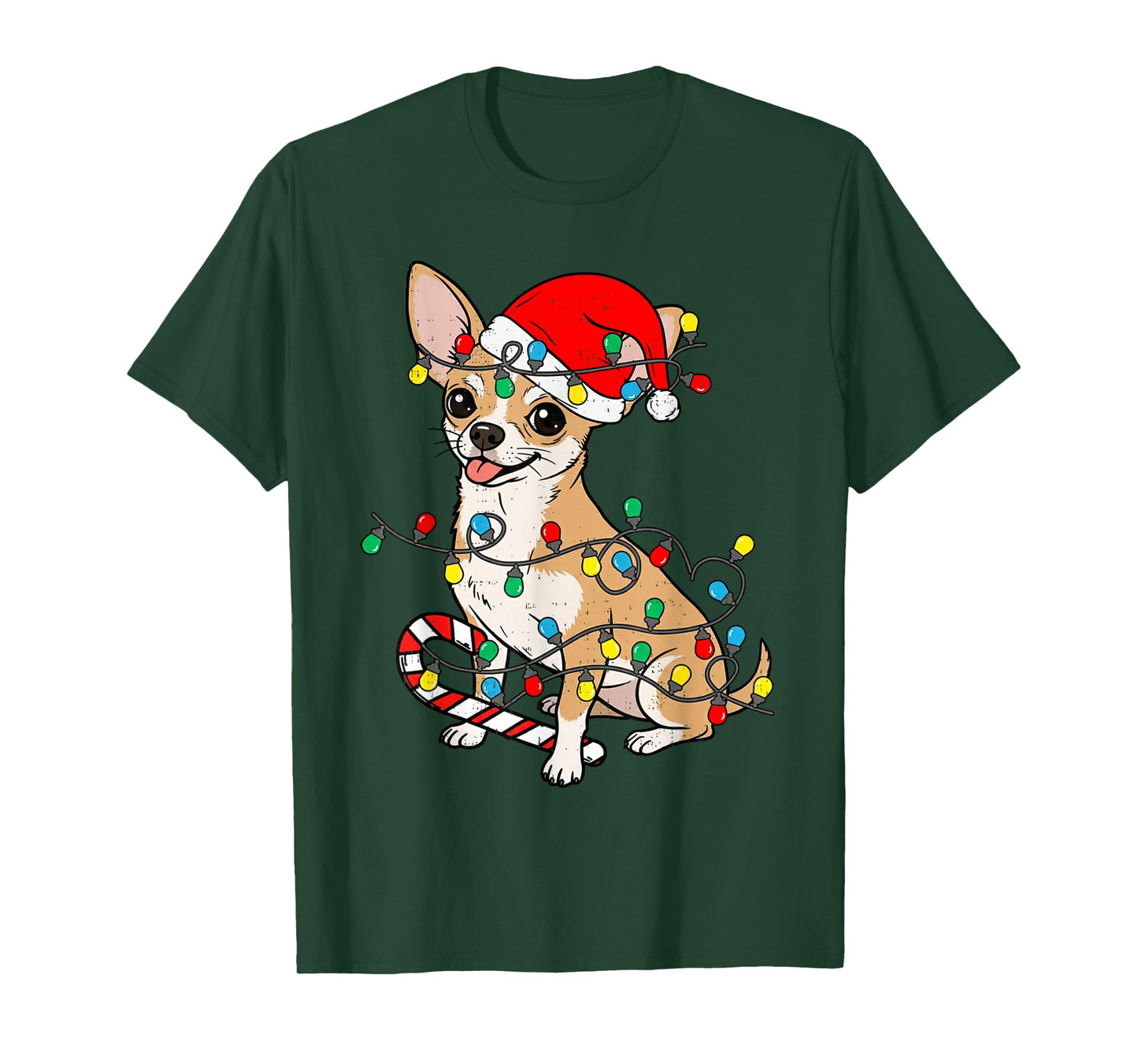 Chihuahua Dog Christmas Lights Santa Xmas Pet Dog Lover T-Shirt