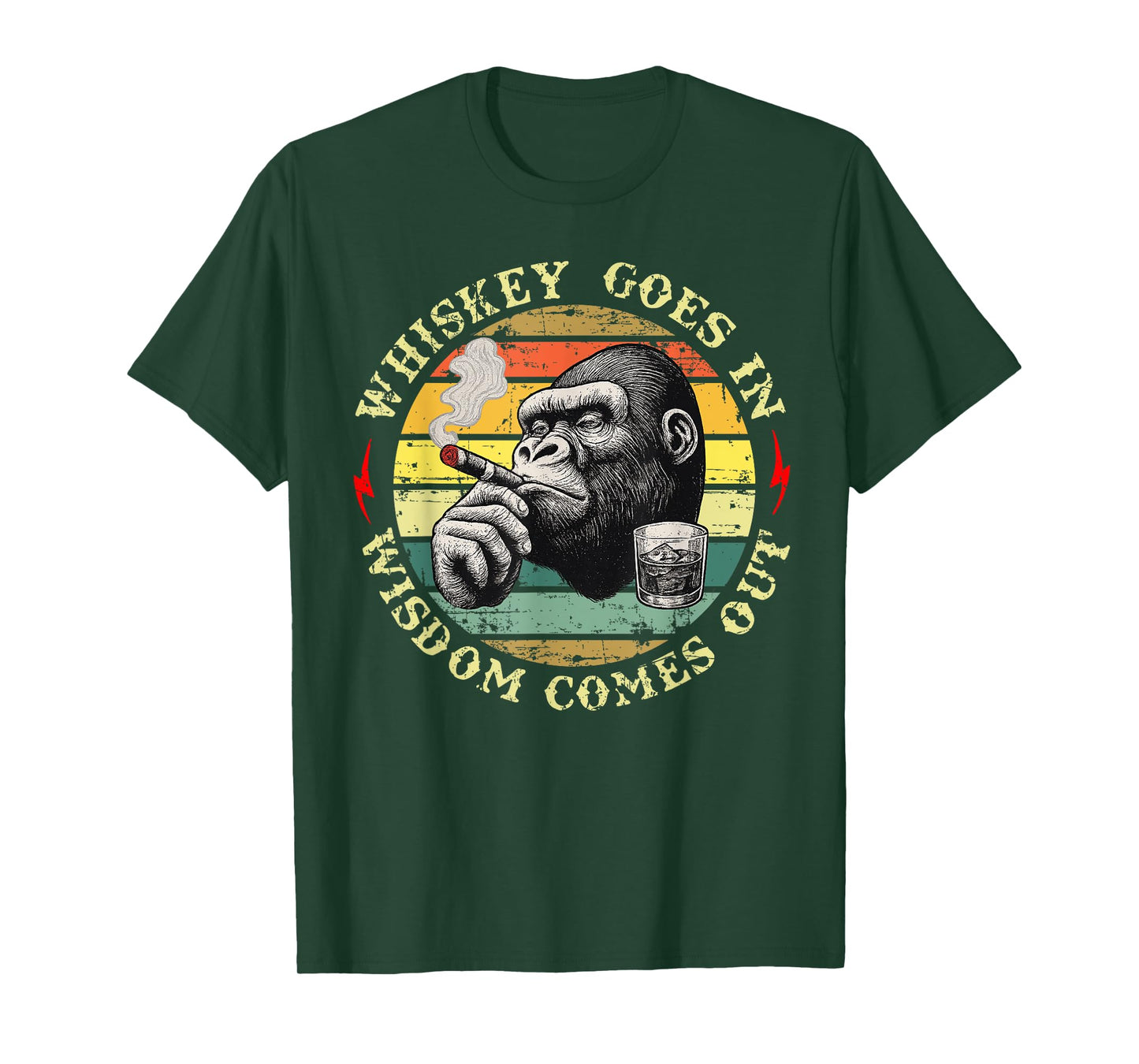 Vintage Whiskey Goes in Wisdom Comes Out Funny Monkey T-Shirt