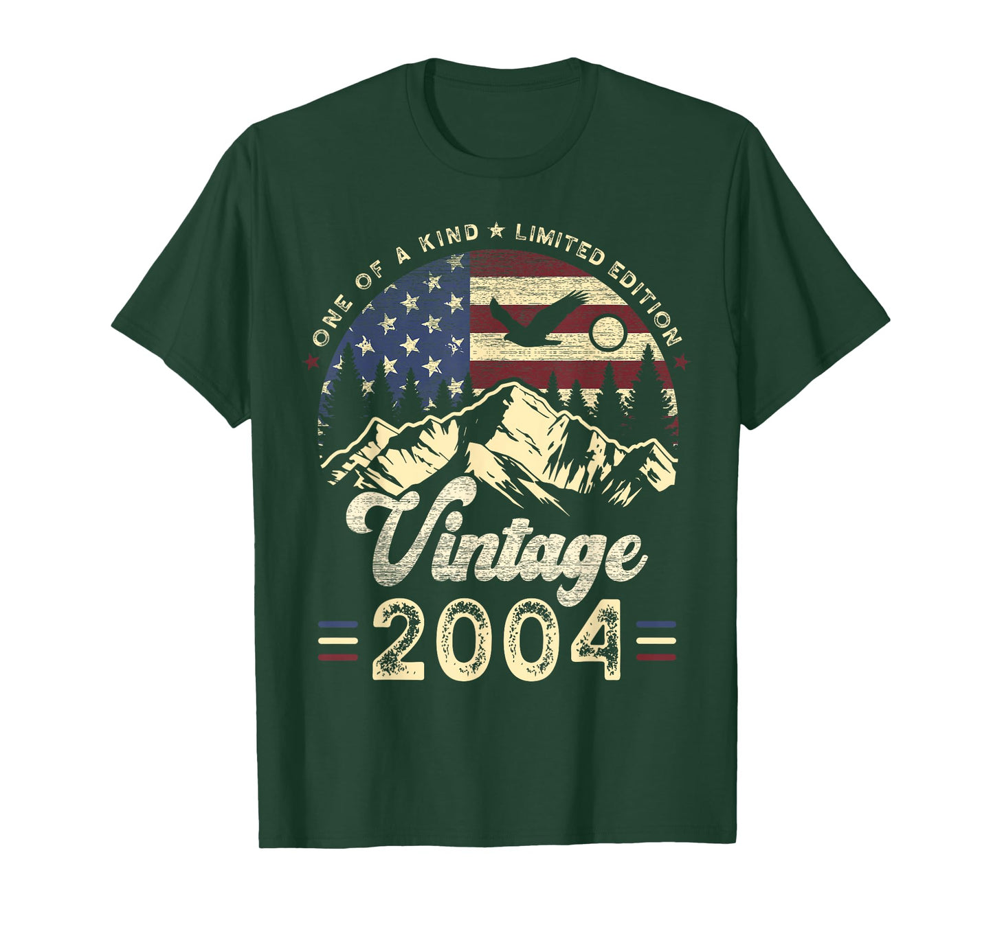 Vintage 2004 American Flag Patriotic Eagle 21st Birthday T-Shirt