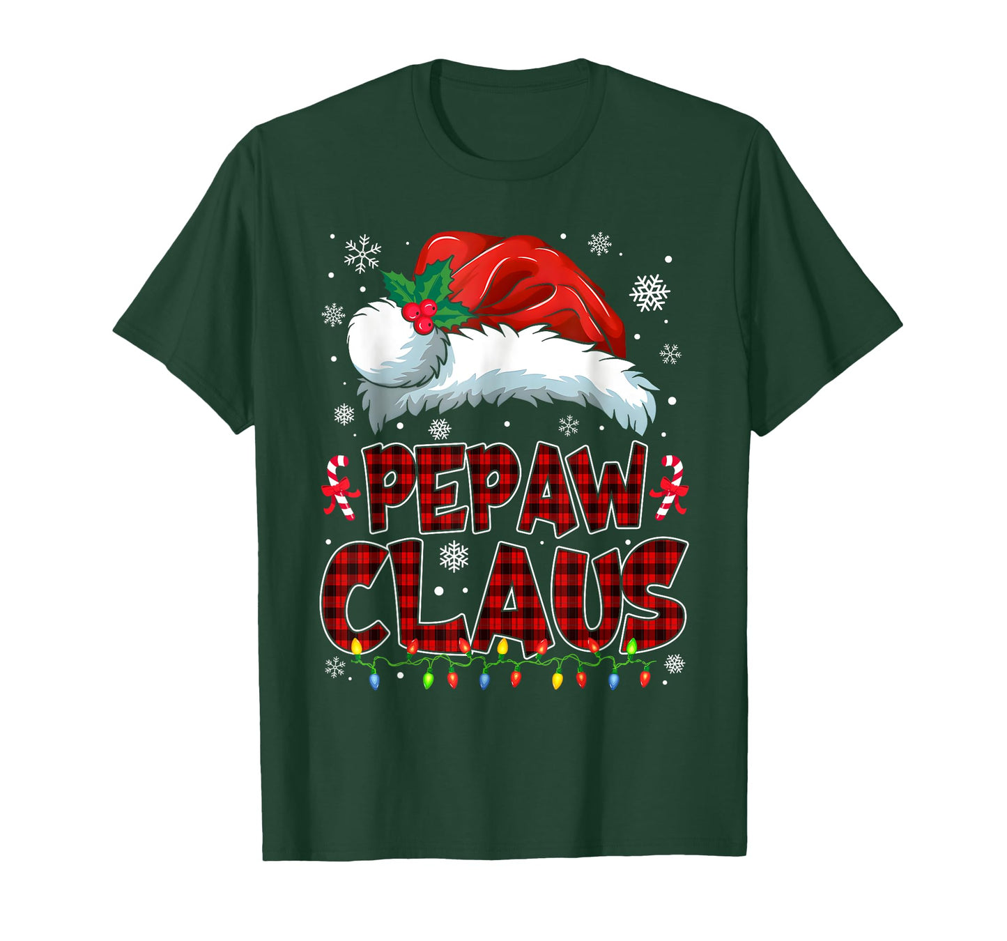 Pepaw Claus Christmas Lights Pajama Family Group Matching T-Shirt