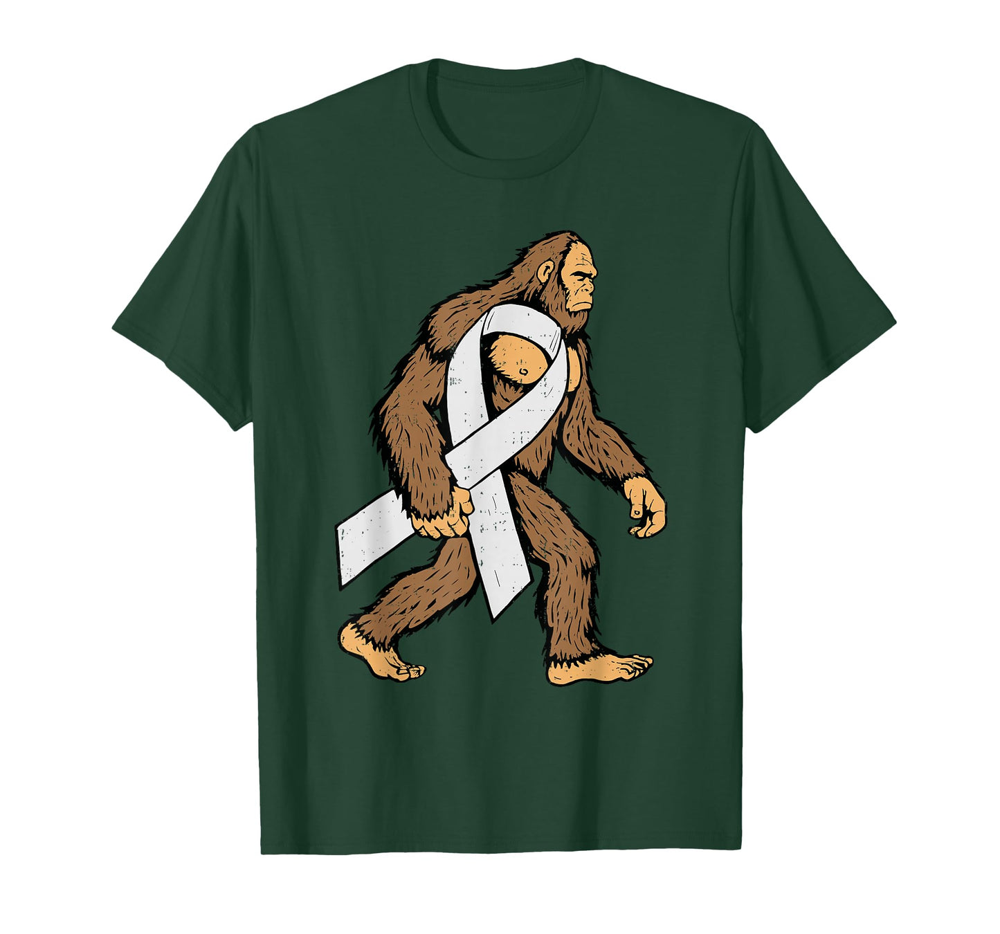 Lung Cancer Awareness Bigfoot White Ribbon Support Mens Dad T-Shirt