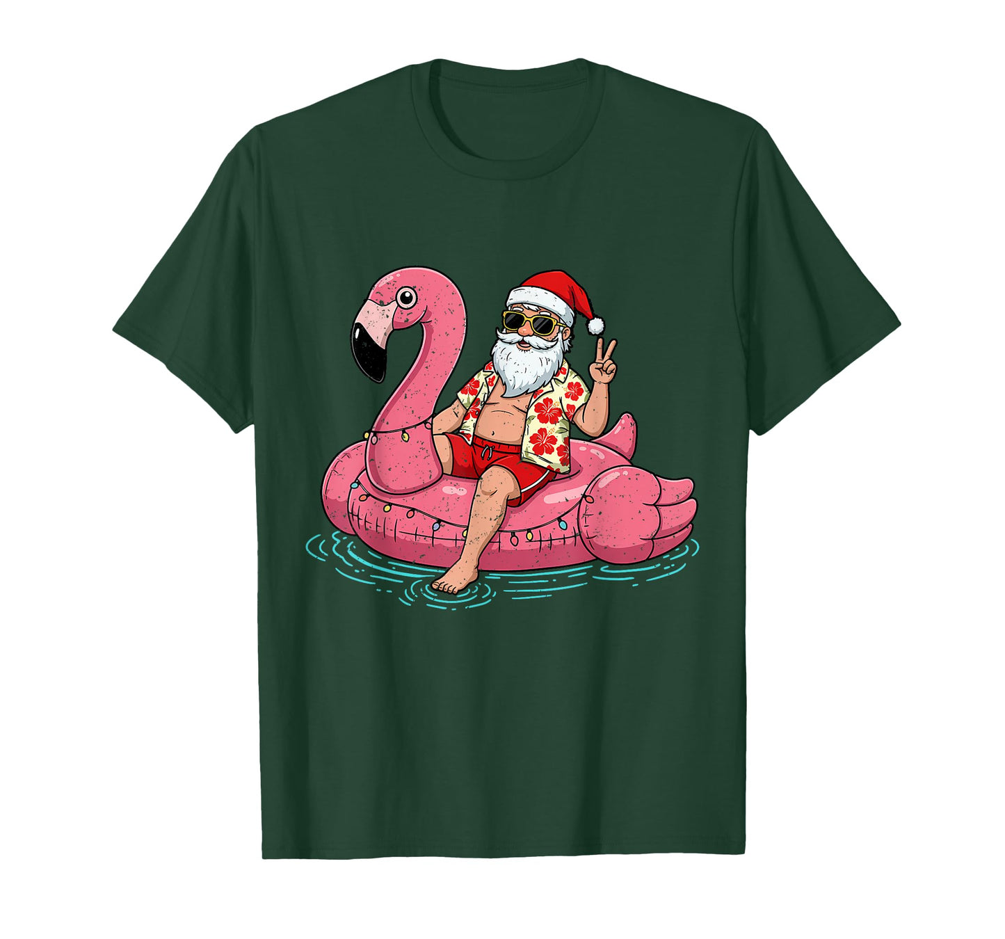 Christmas in July Shirt Santa Flamingo Float Summer Xmas T-Shirt