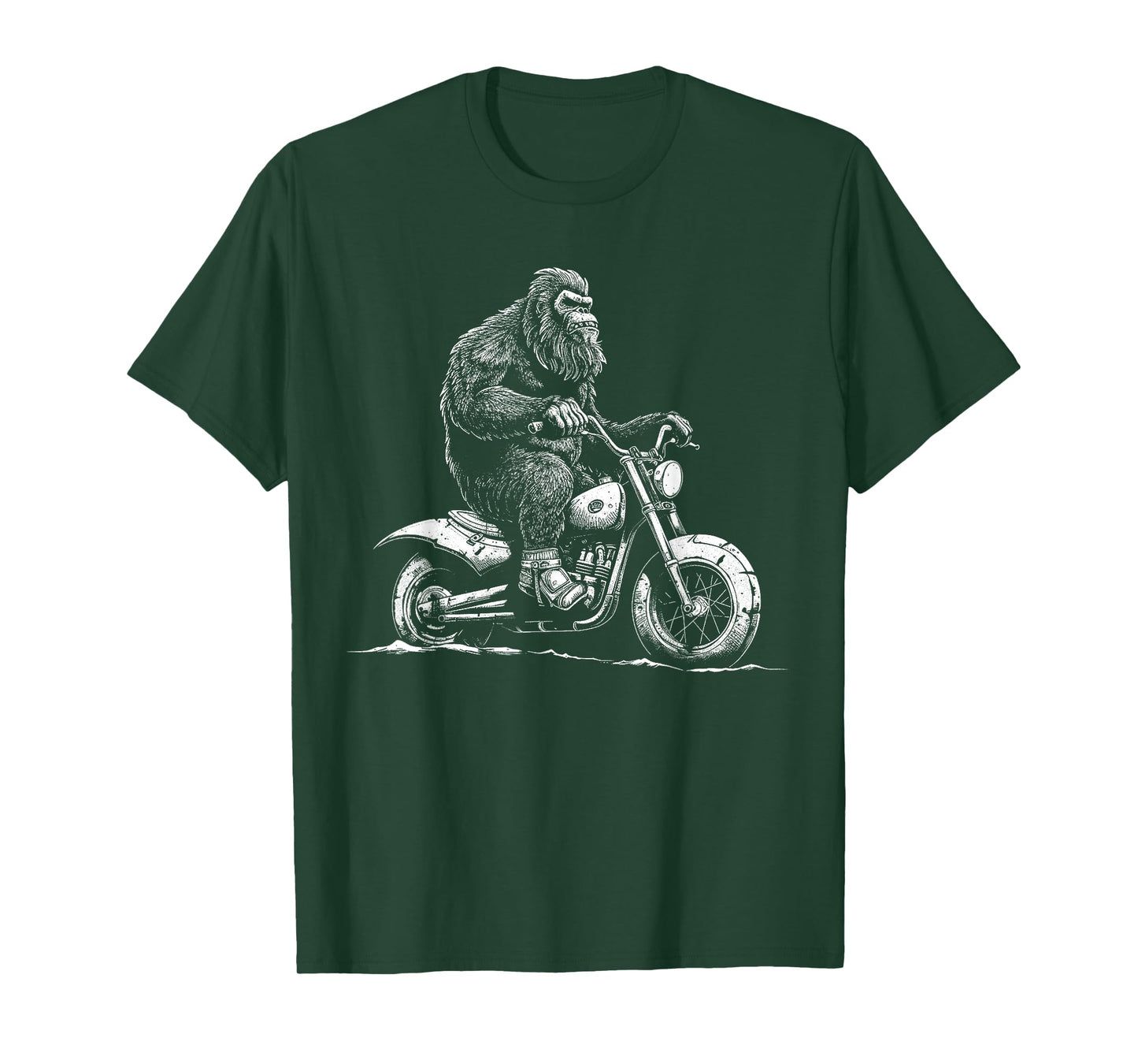 Bigfoot Riding A Motorcycle Bike Funny Sasquatch Men Women T-Shirt