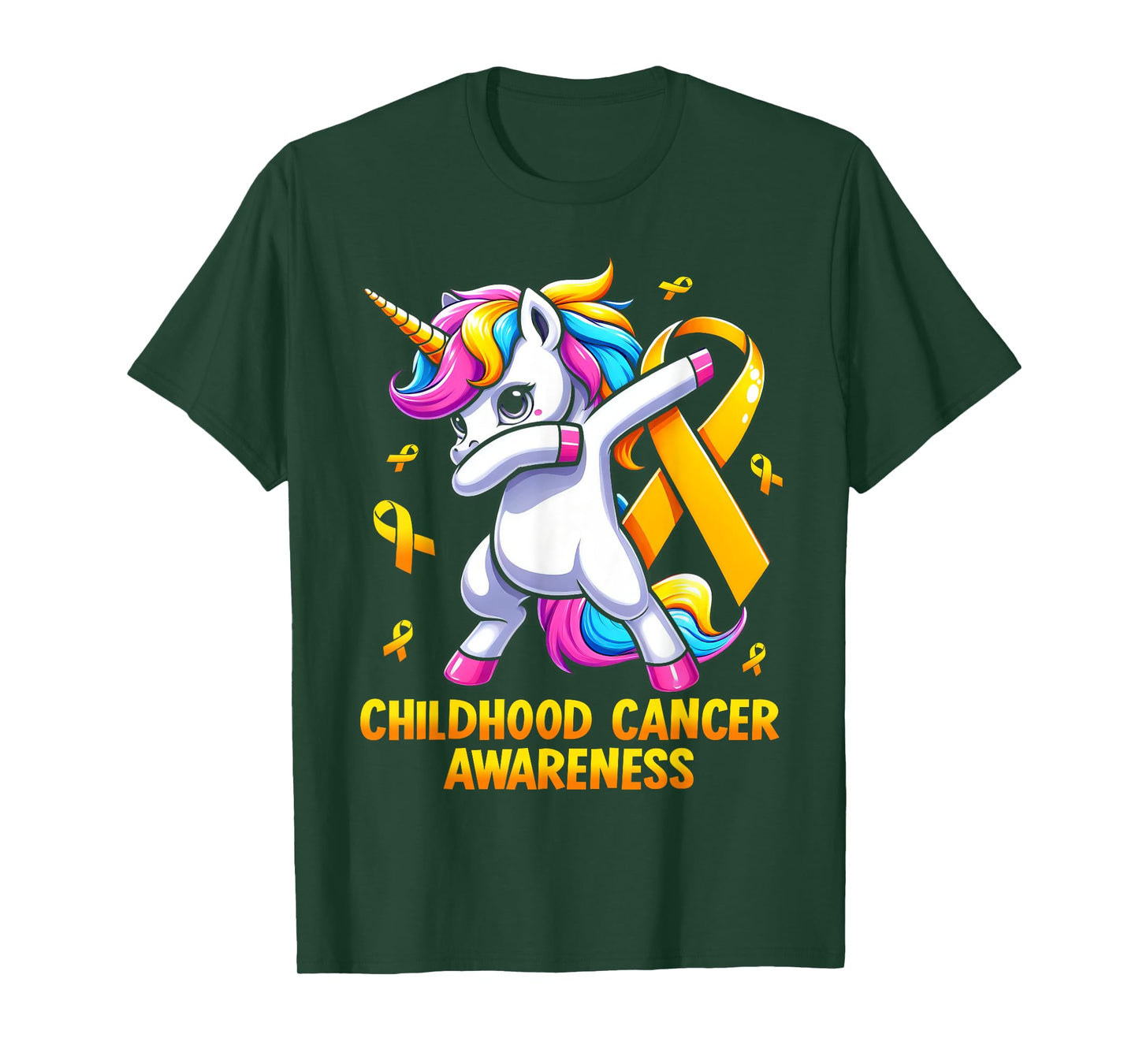 Unicorn Gold Ribbon Girls Childhood Cancer Awareness T-Shirt