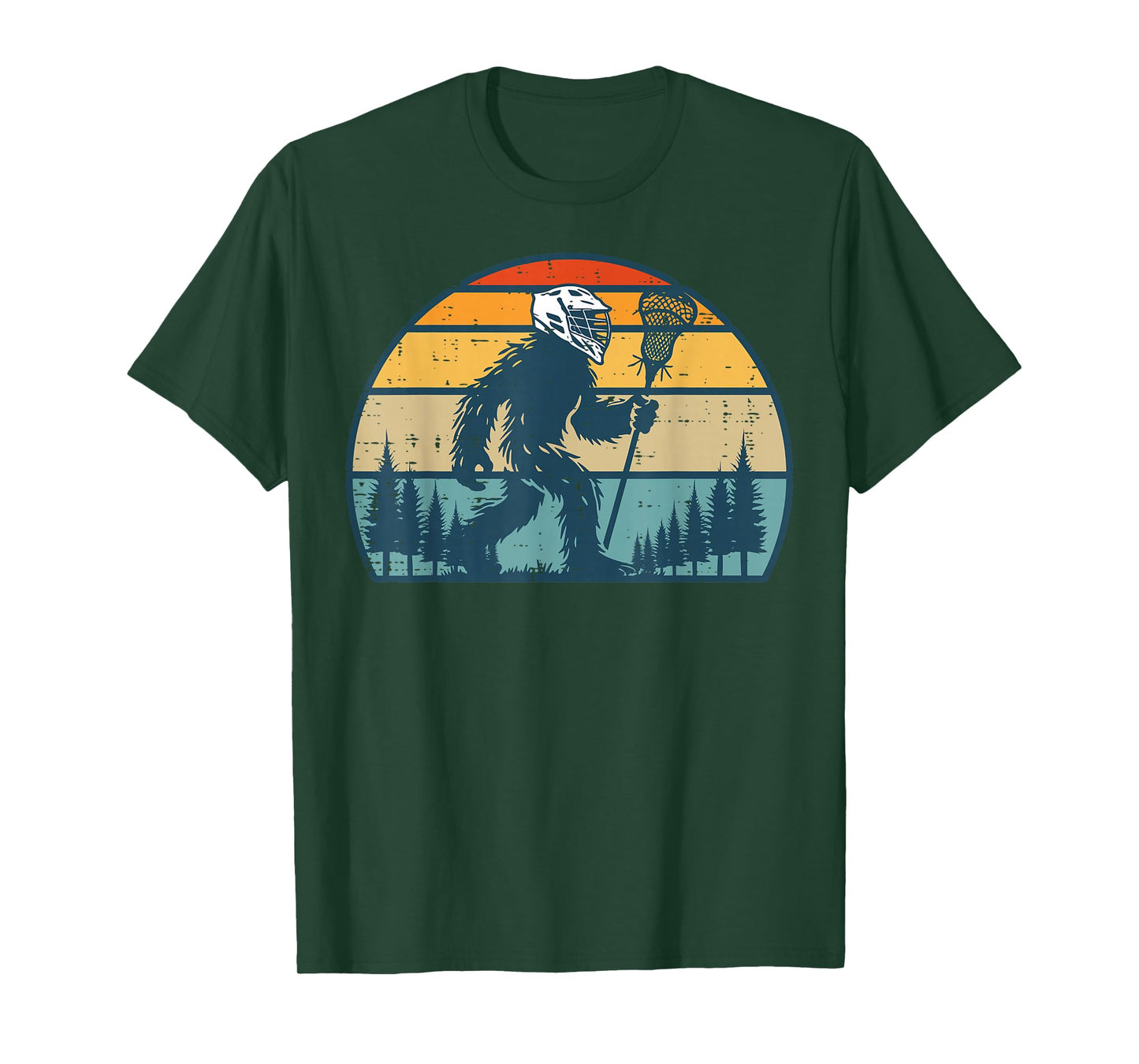 Bigfoot Lacrosse Player Retro Sasquatch Lax Men Boys Kids T-Shirt