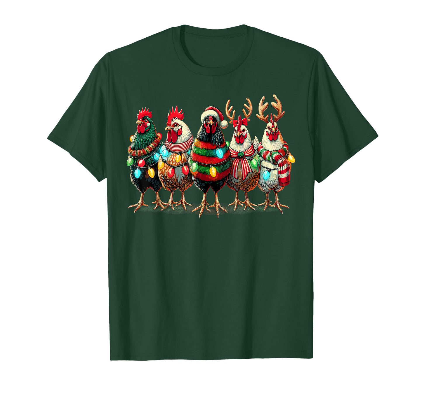 Chicken Lover Christmas Lights Farm Animal Cute Xmas T-Shirt