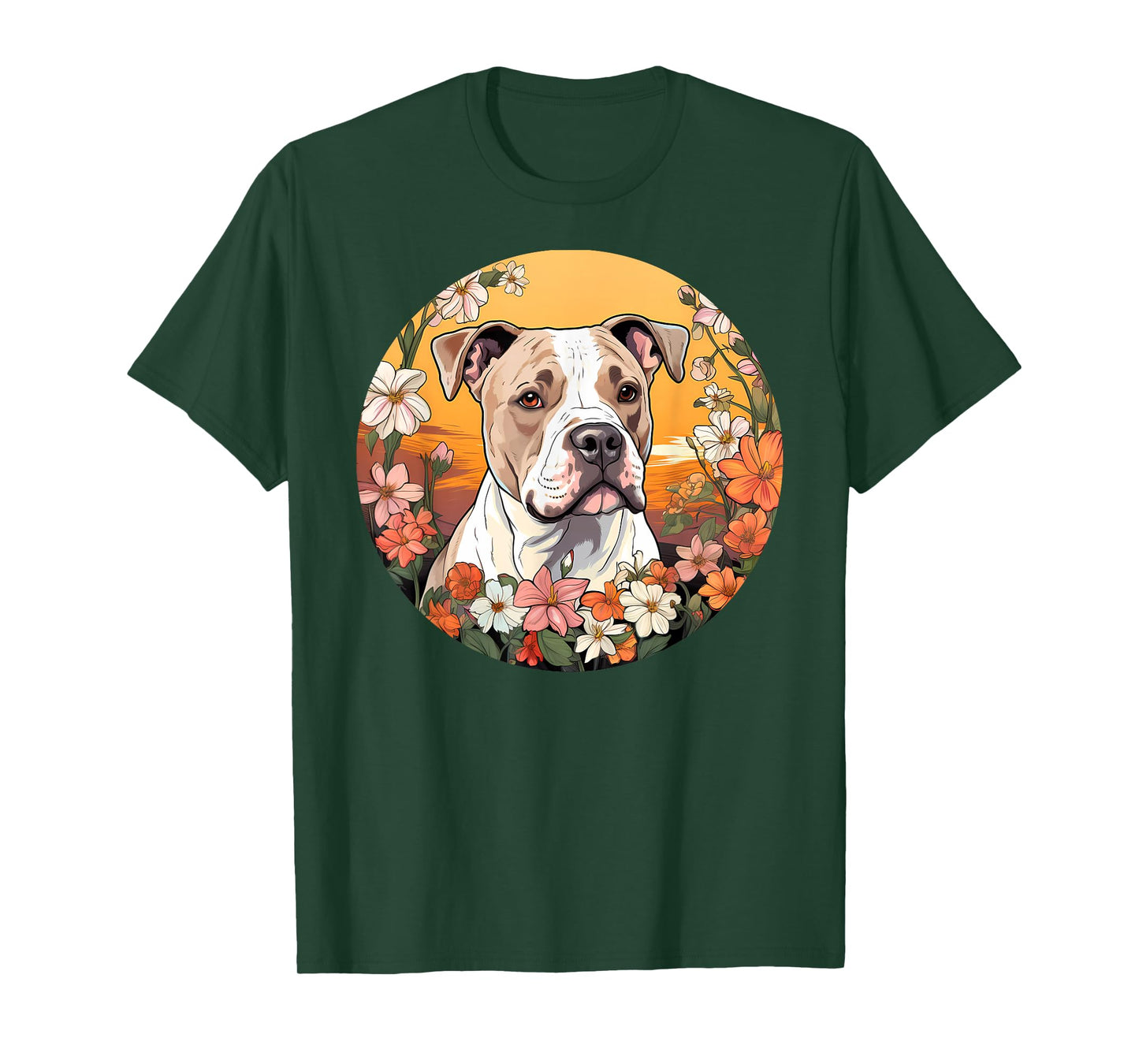 Cute American Bulldog Mountain Flower Meadow Dog Mom T-Shirt for Men Women Kids