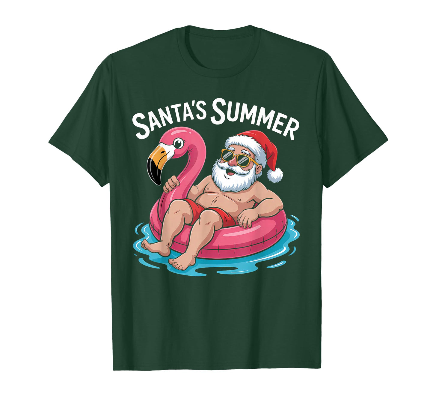 Christmas In July Santa Flamingo Summer Xmas Boys Kids T-Shirt