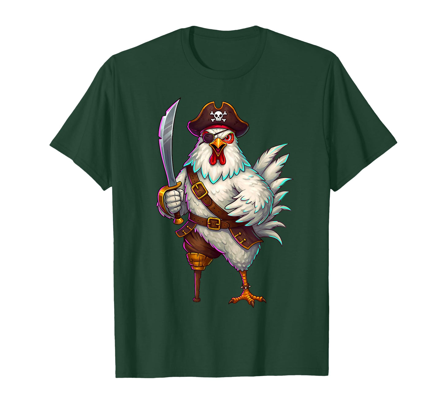 Pirate Chicken Funny Halloween Costume for Men Women Kids T-Shirt
