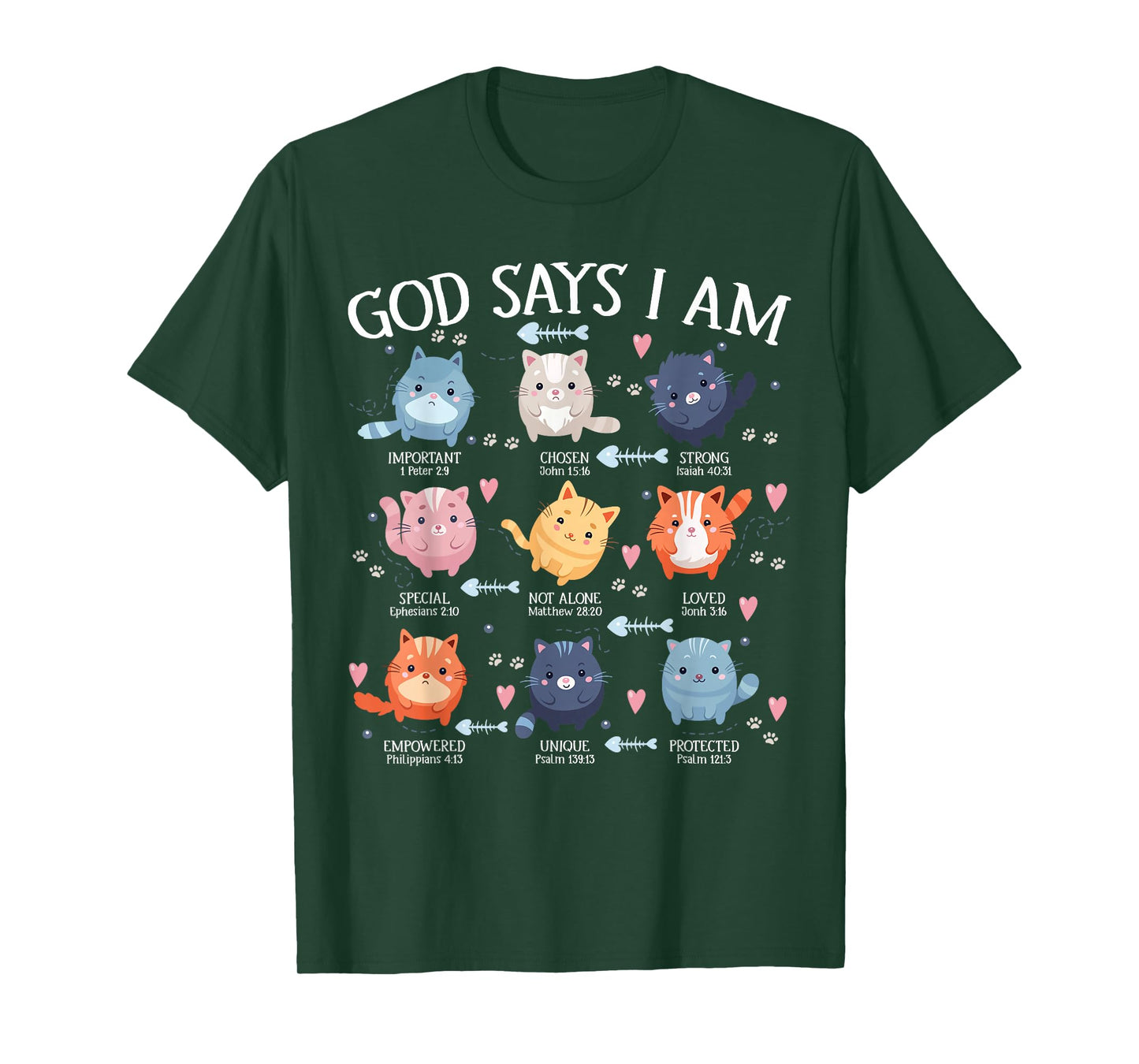 God Says I Am Cat Cute Cats Lover Bible Christian Girl Women T-Shirt