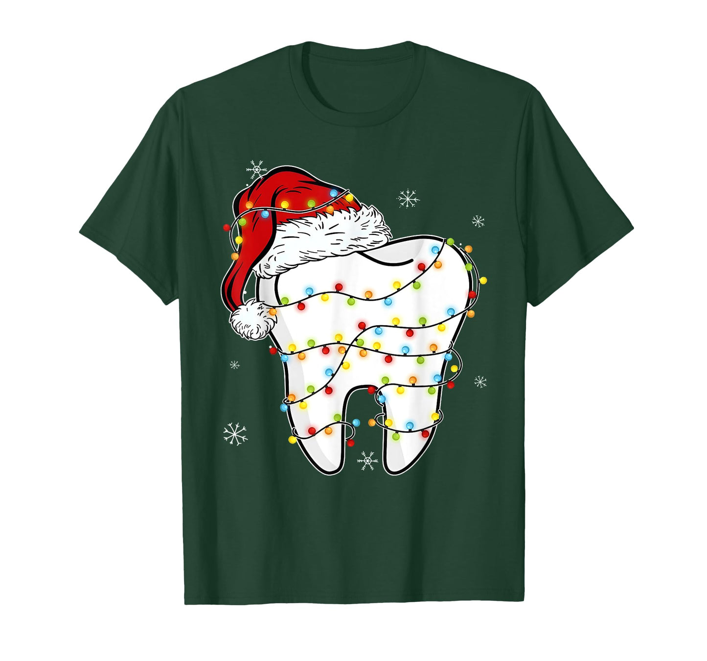 Christmas Teeth Dentist Xmas Lights Santa Hat Pajama Holiday T-Shirt