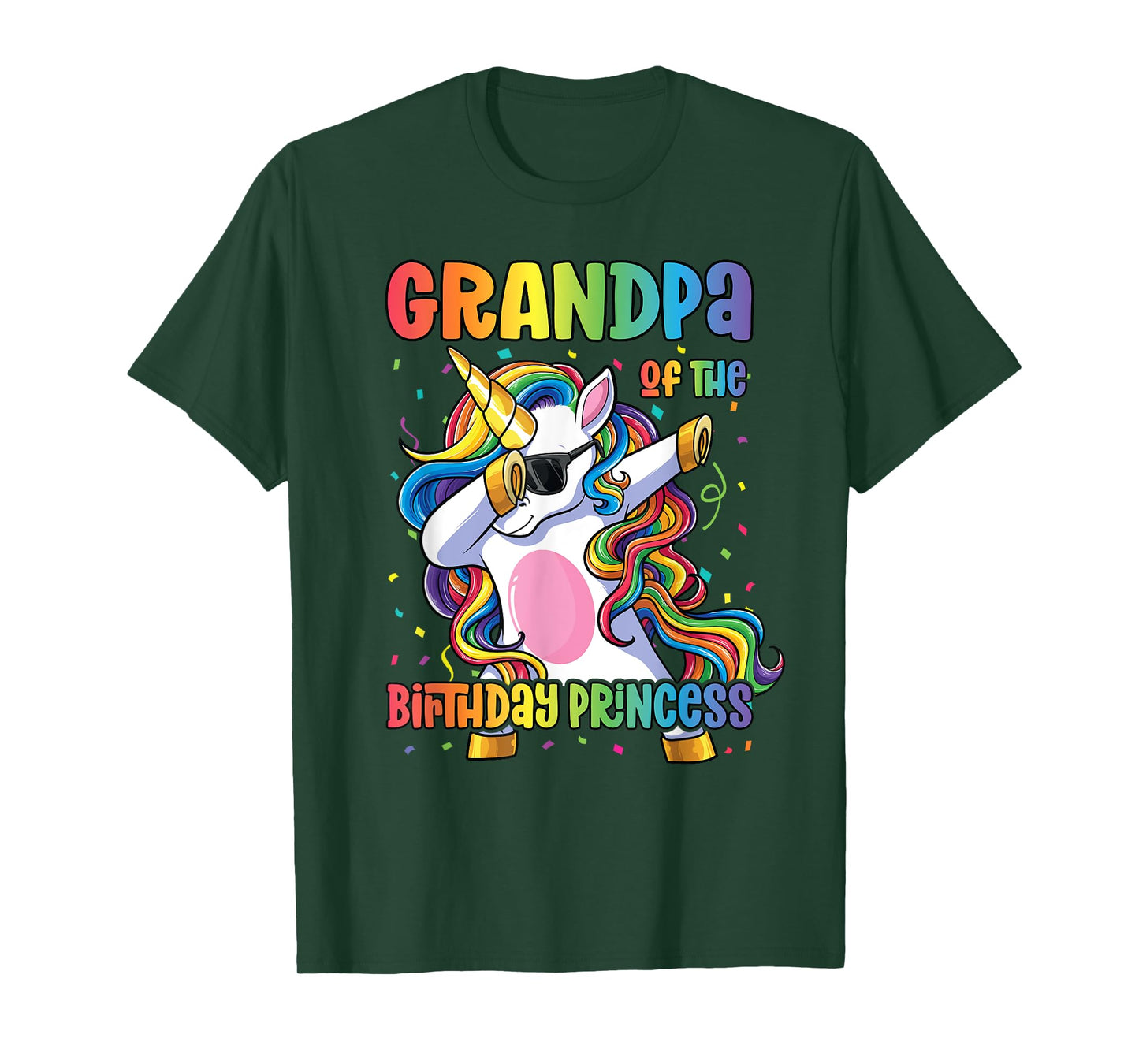 Grandpa of the Birthday Princess Shirt Girl Dabbing Unicorn T-Shirt