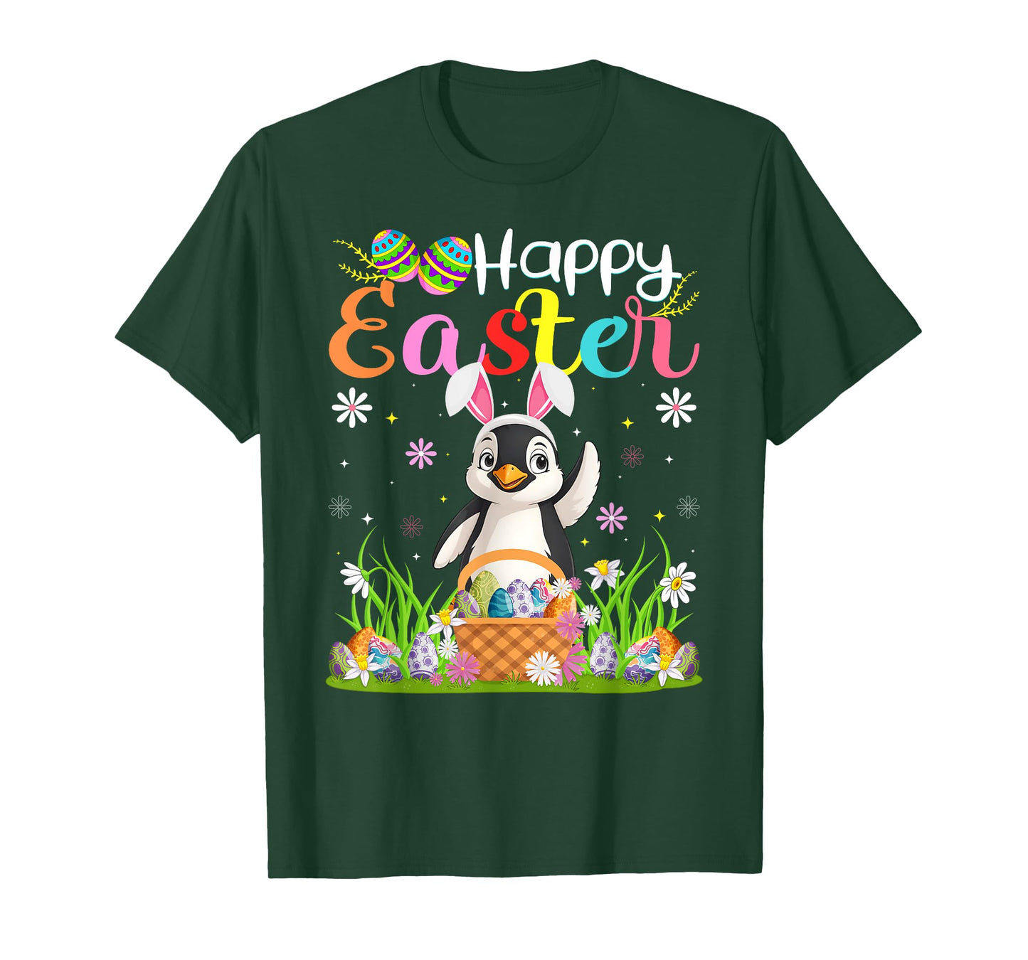 Penguin Happy Easter Egg Hunt Bunny Ear Penguin Easter T-Shirt