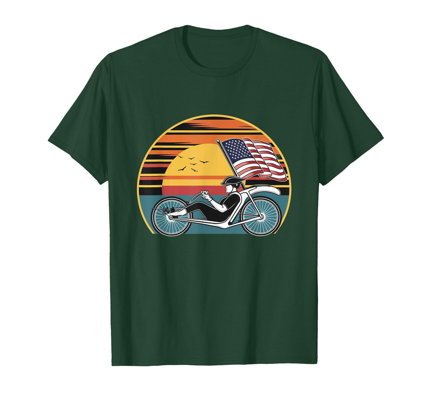 Vintage Recumbent Trike American Flag T-Shirt