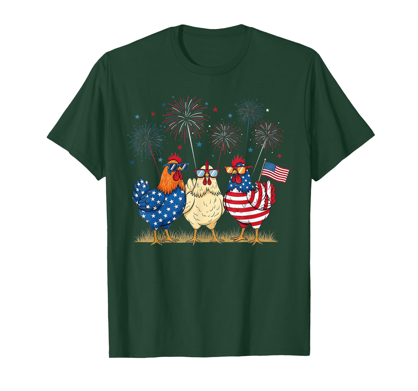 Patriotic Chicken Squad July 4th Humor American Flag Women T-Shirt