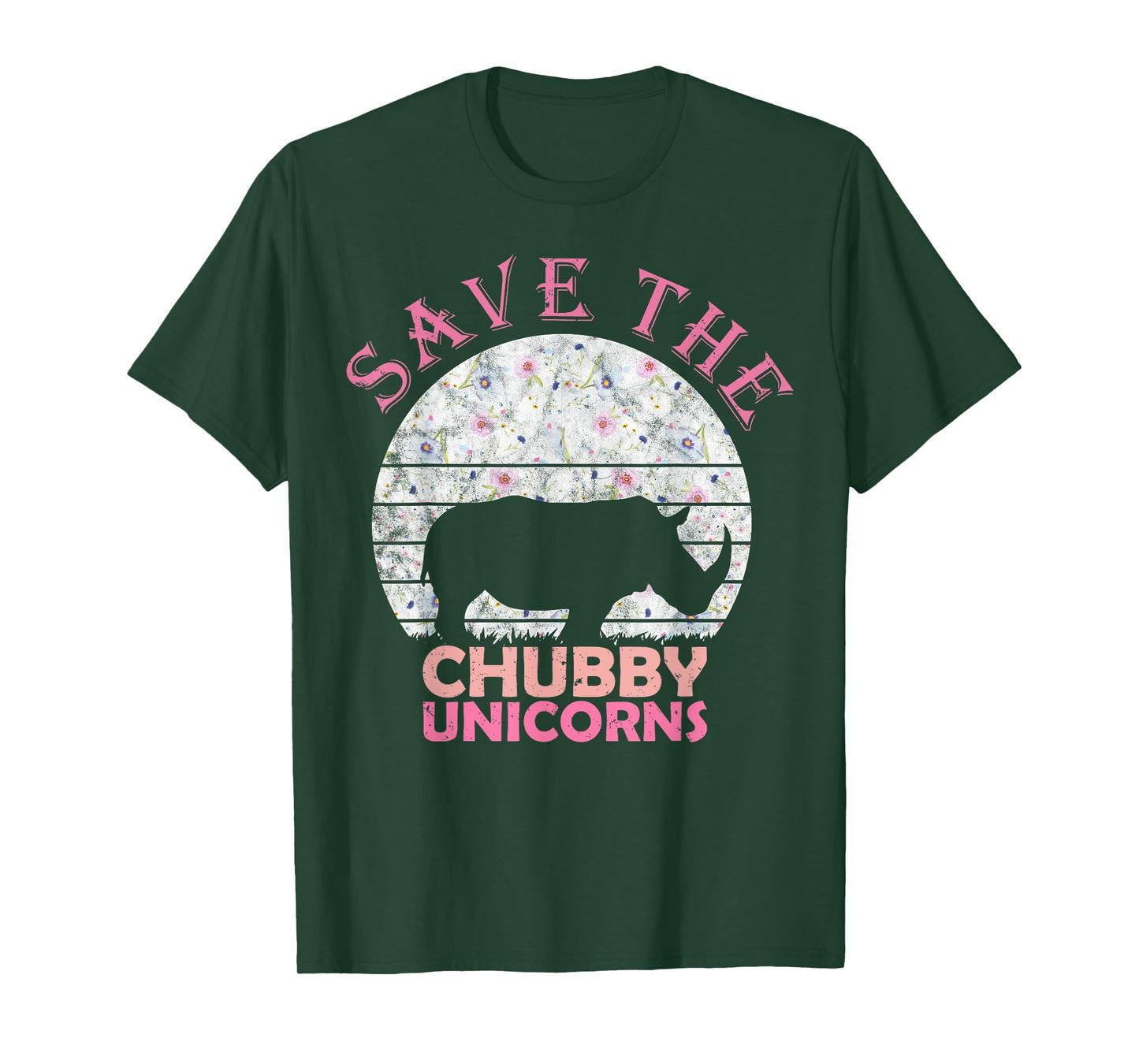 Floral Rhino gift for Girls Women - Save The Chubby Unicorns T-Shirt
