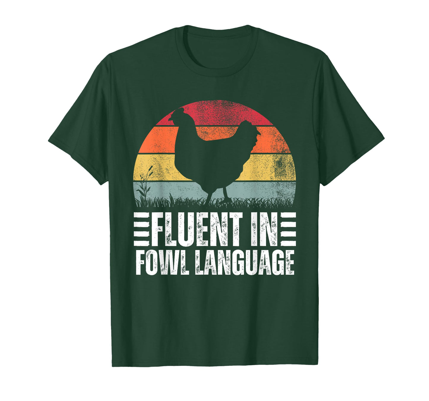 Funny Chicken Retro Vintage Fluent In Fowl Language T-Shirt