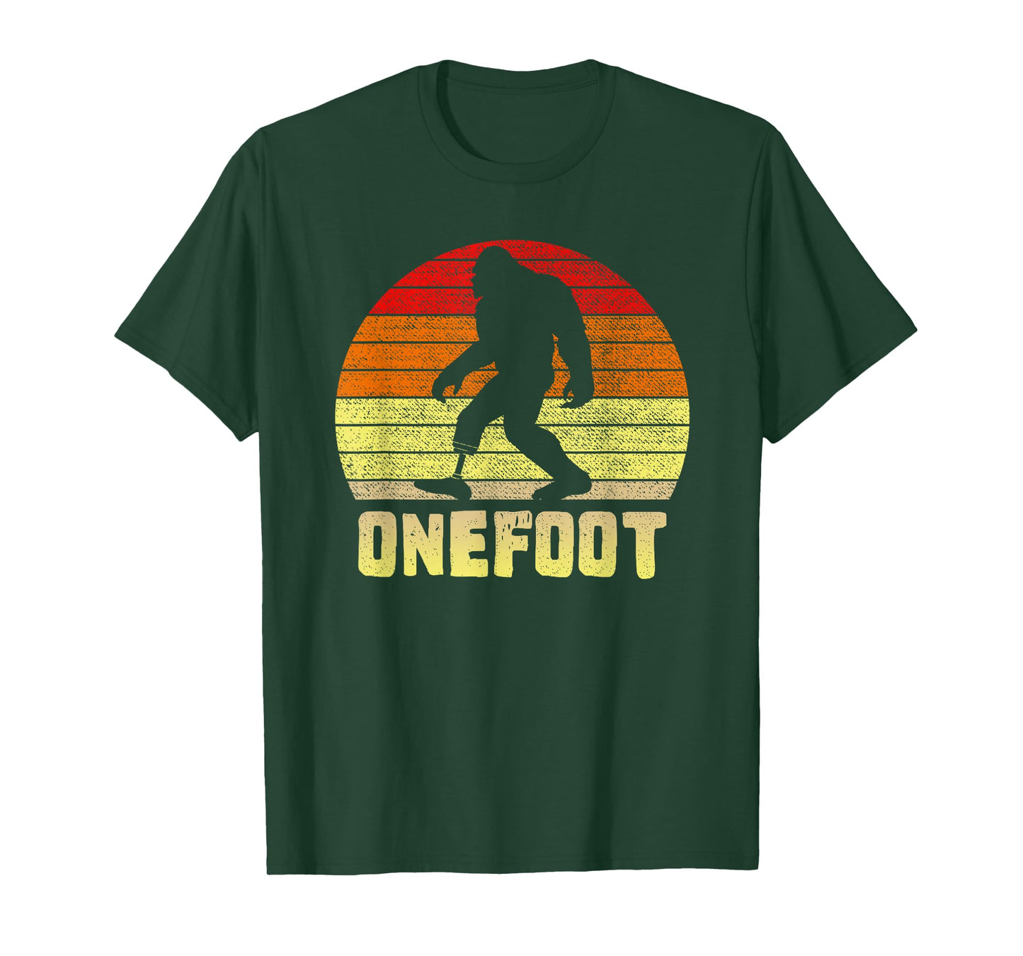 Onefoot Leg Amputee Recovery | One Foot Bigfoot Funny Sunset T-Shirt