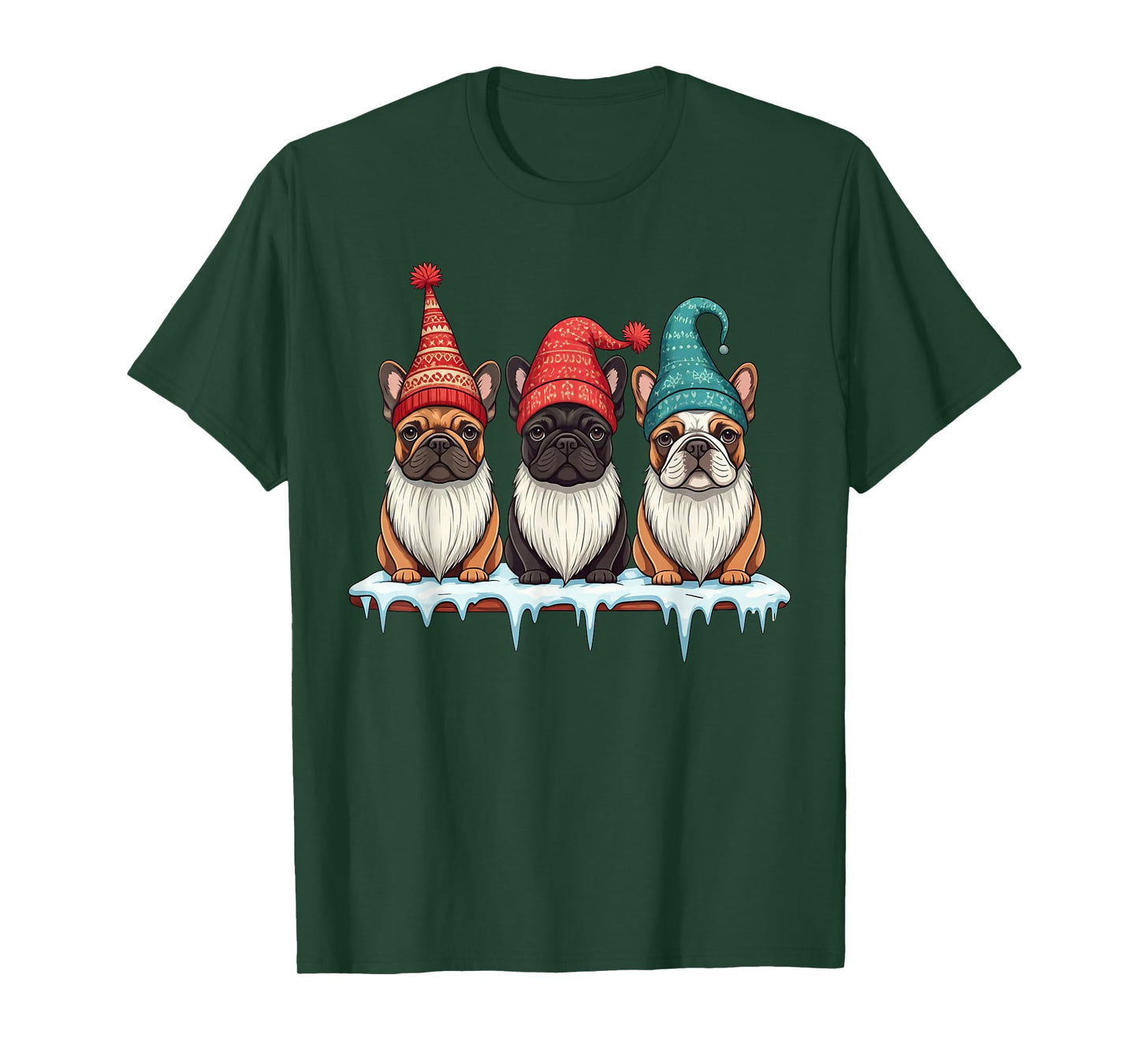 Funny French Bulldog Gnomies Christmas Gnome Womens Mens T-Shirt