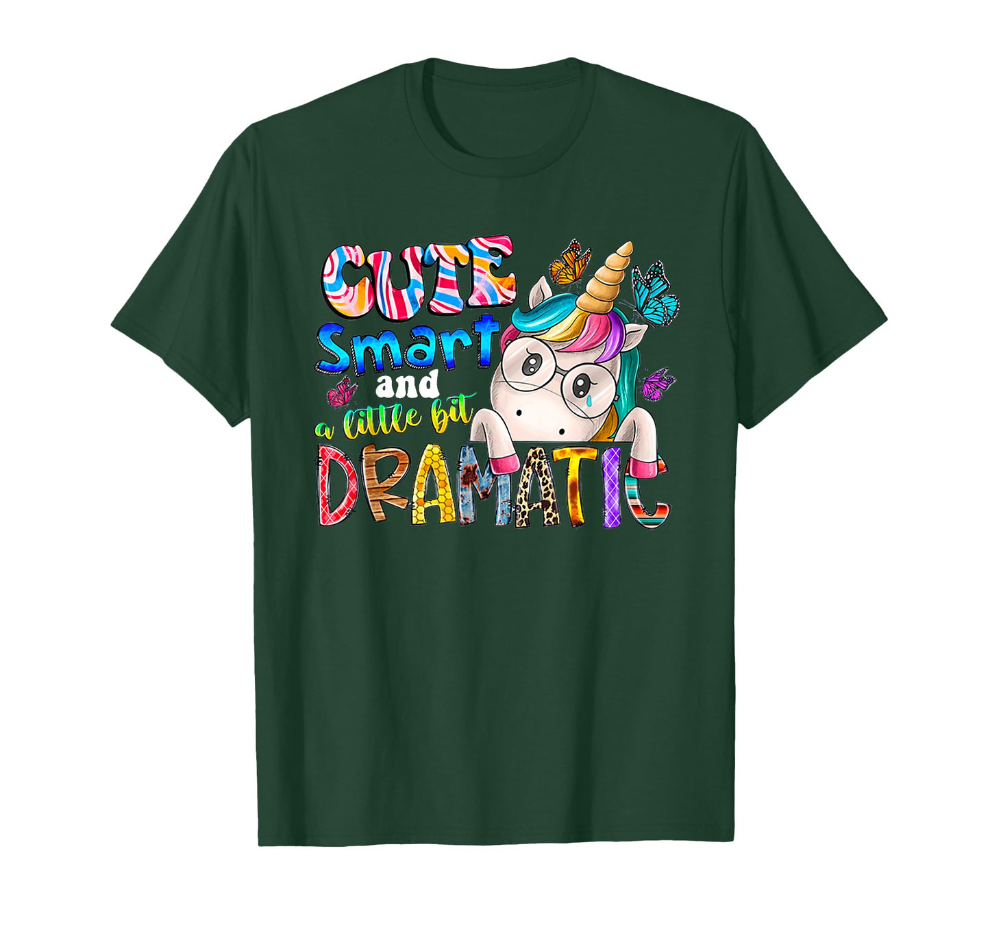 Cute smart and a little bit dramatic Funny Unicorn Kid Girls T-Shirt