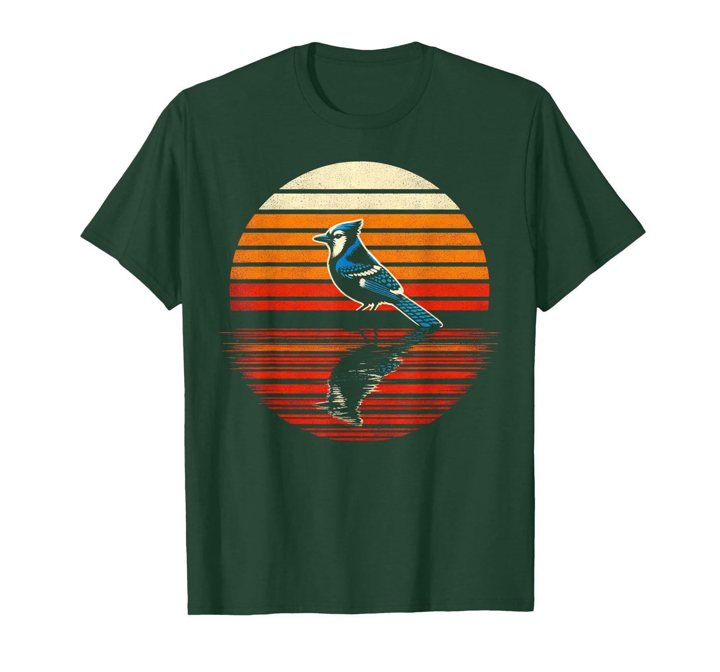 Blue Jay Bird Sunset Retro Style Safari Vintage 70s T-Shirt