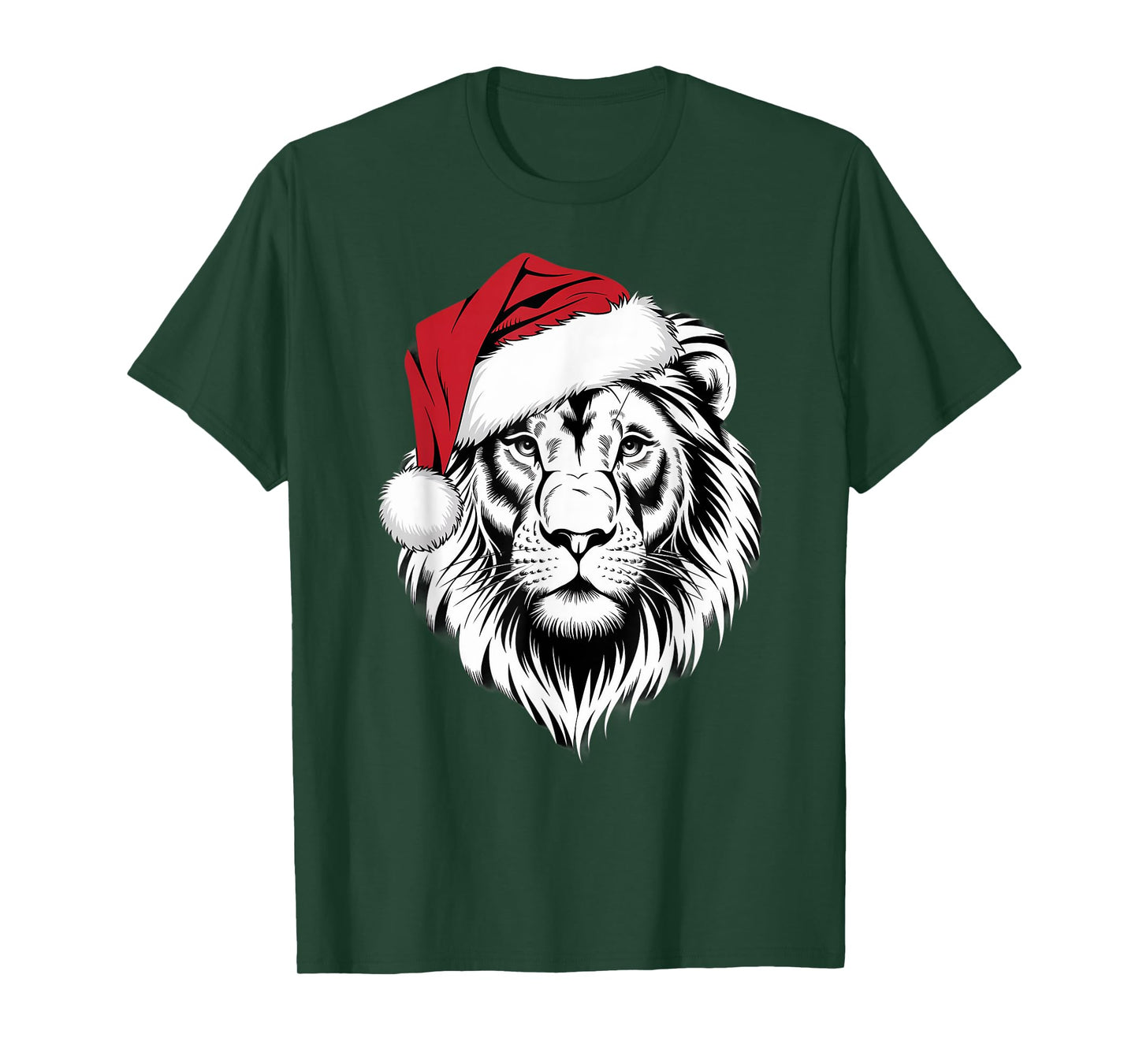 Joyful Lion Santa on Lion Christmas T-Shirt