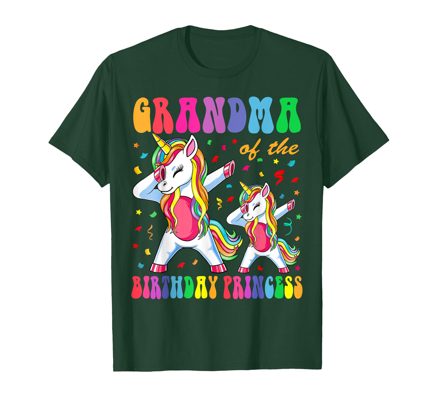 Grandma of the Birthday Princess Girl Dabbing Unicorn Family T-Shirt