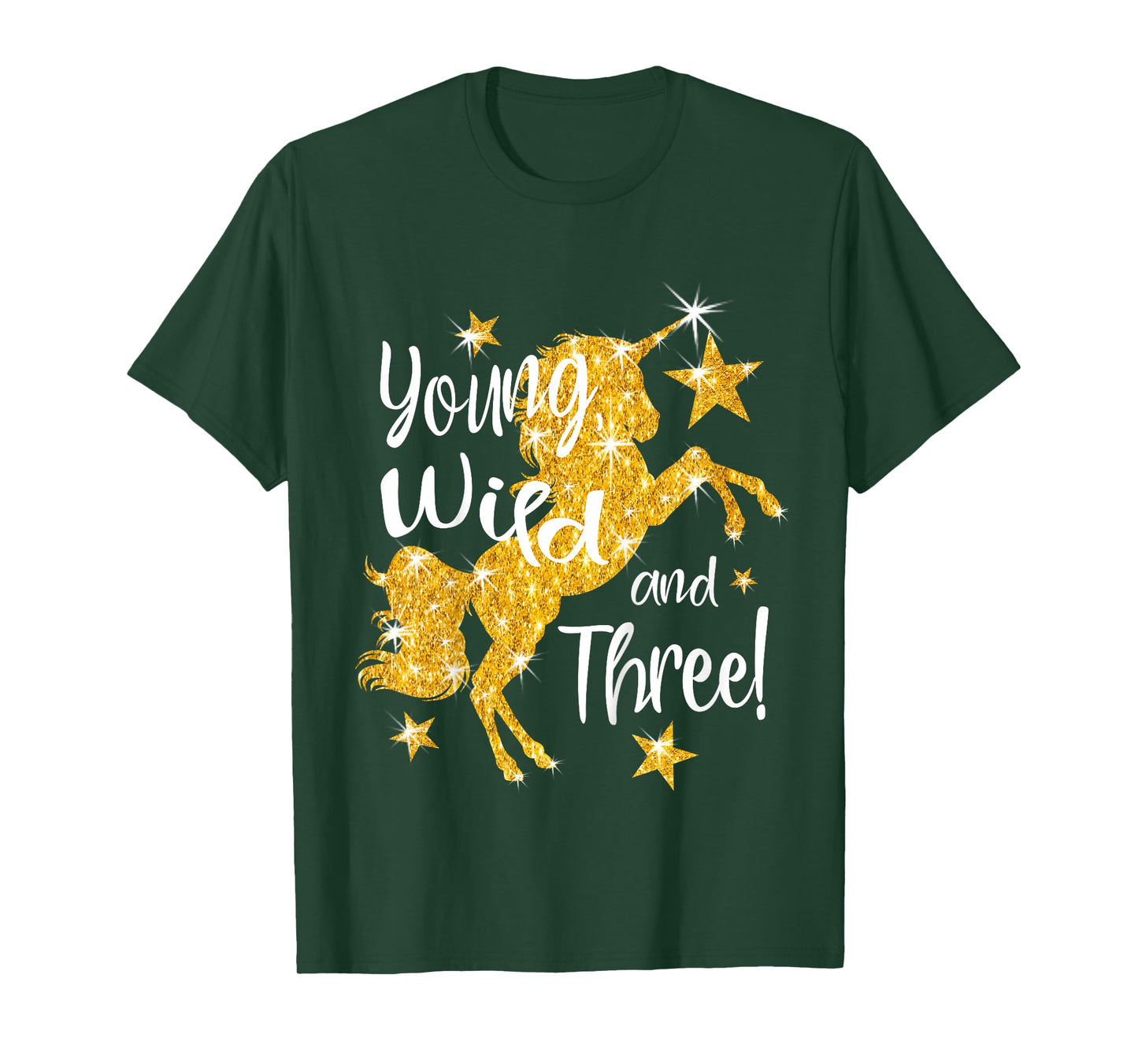 Young Wild and Three: 3 Year Old Unicorn Birthday Shirt Gift T-Shirt