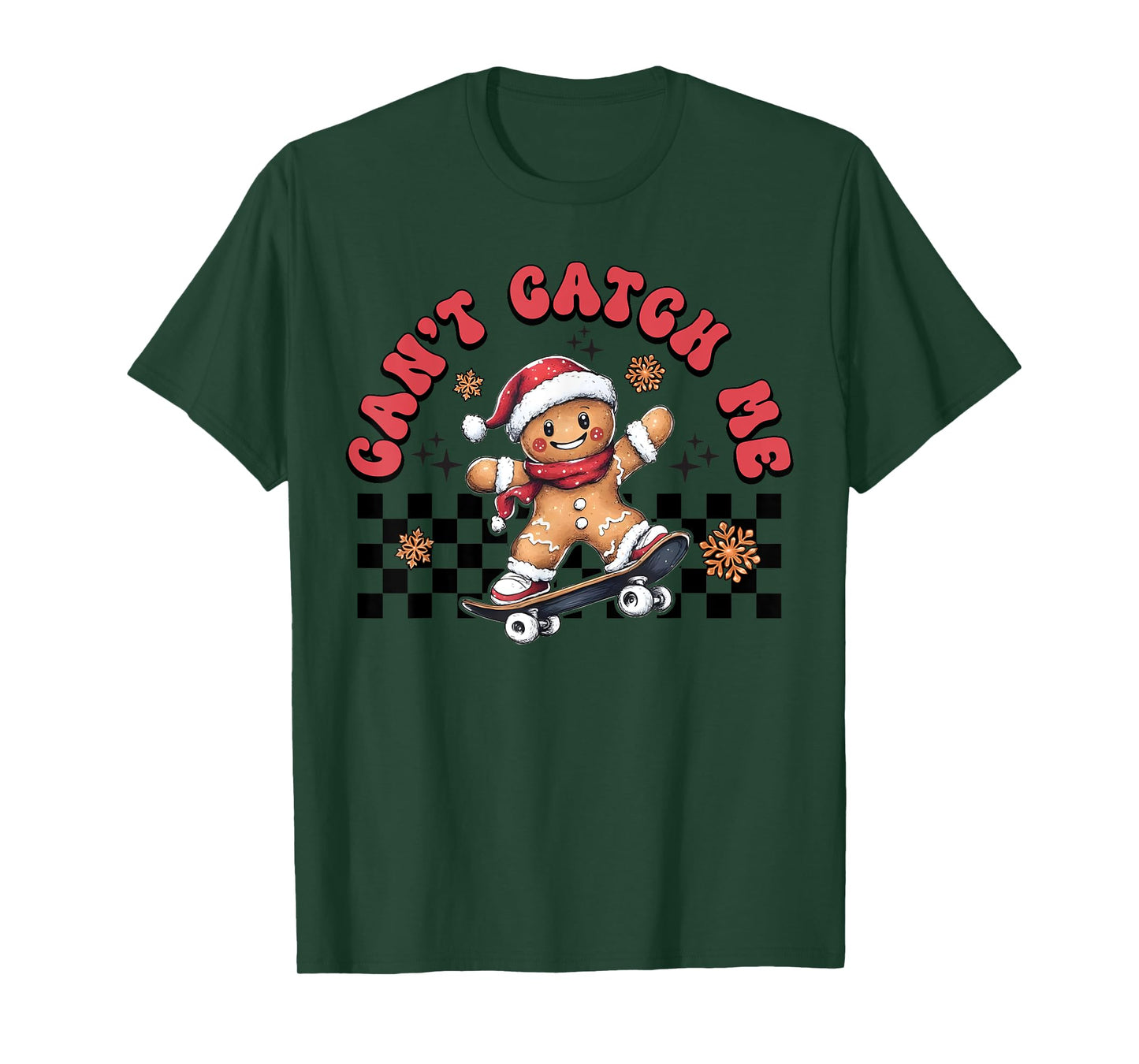 Retro Groovy Can't Catch Me Christmas Gingerbread Man Kids T-Shirt
