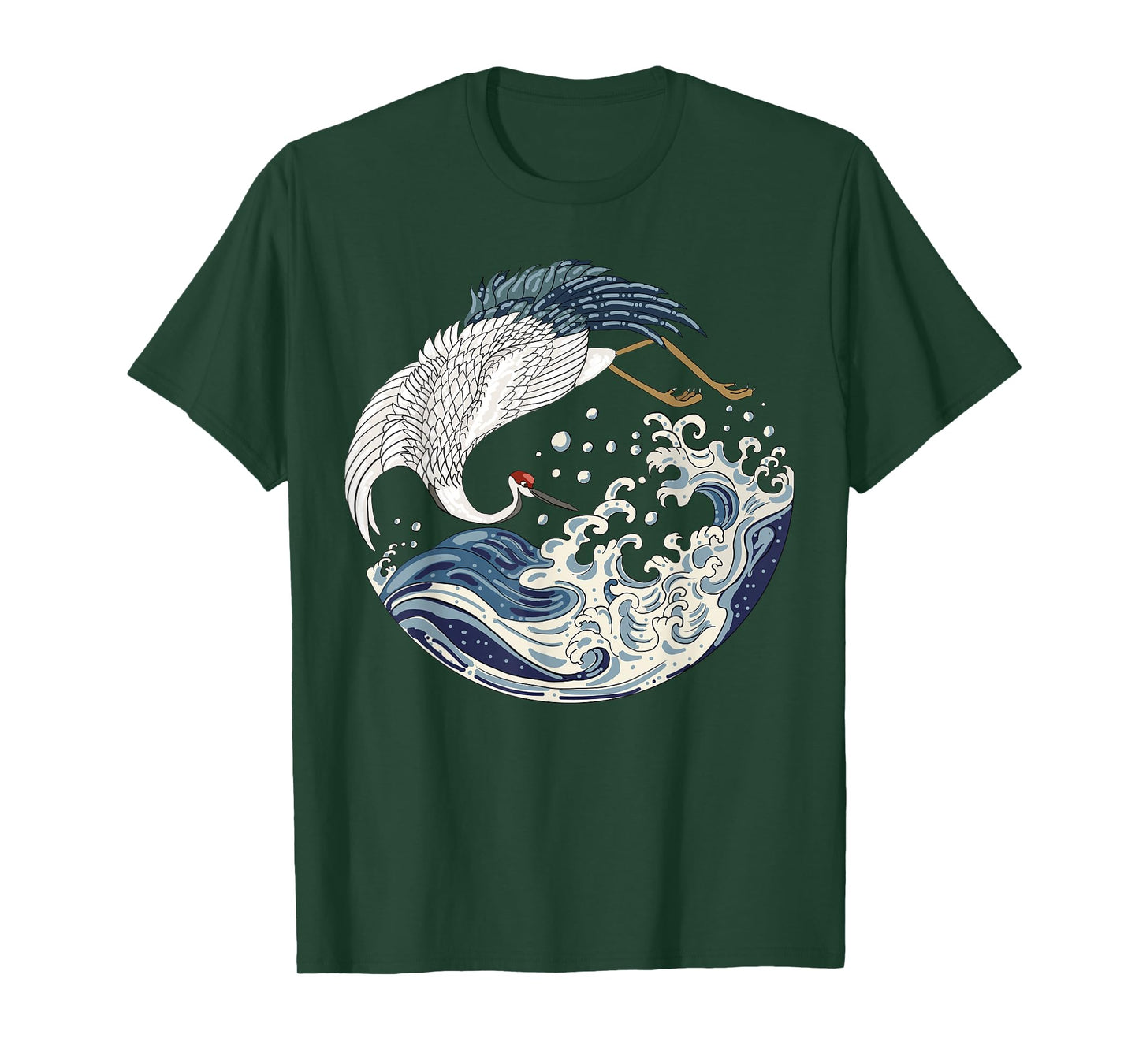 Japanese Vintage Art The Great Wave Sea Crane Bird T-Shirt