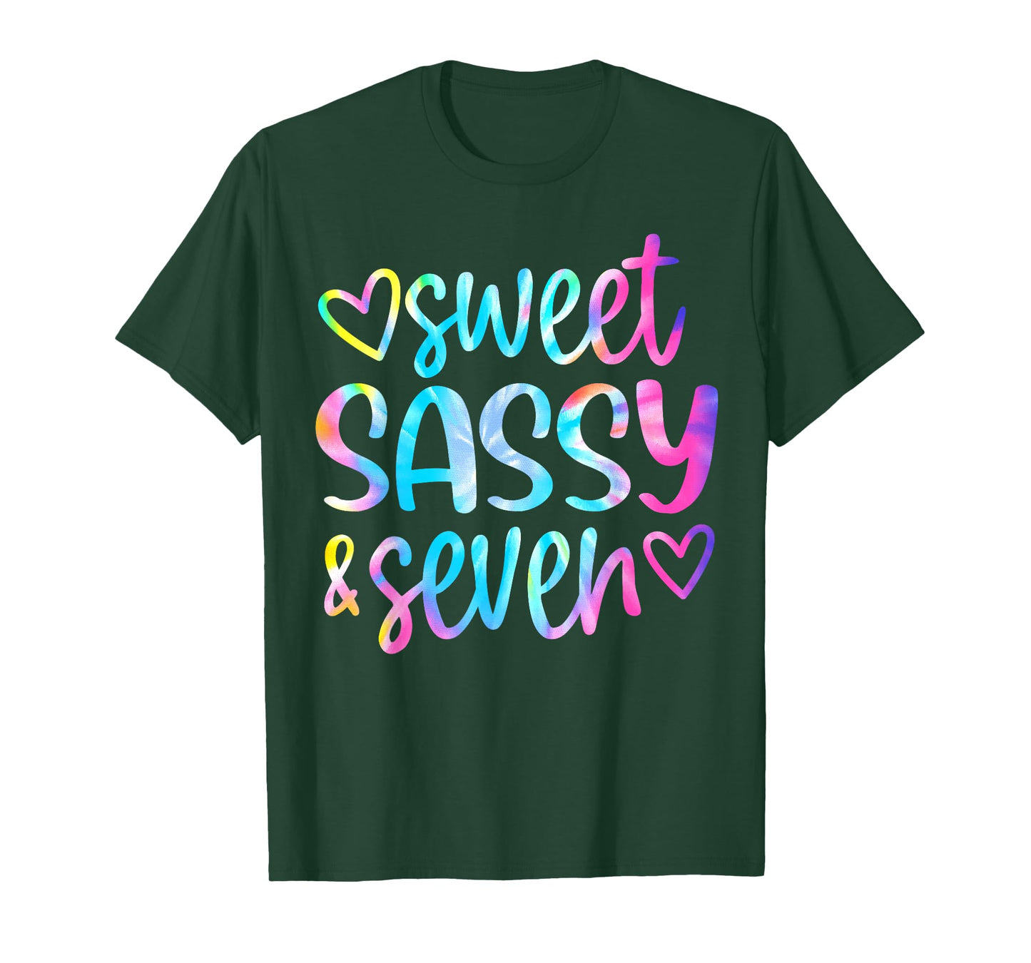 Sweet Sassy and Seven Girls Birthday Tie Dye 7 Year Old Kids T-Shirt