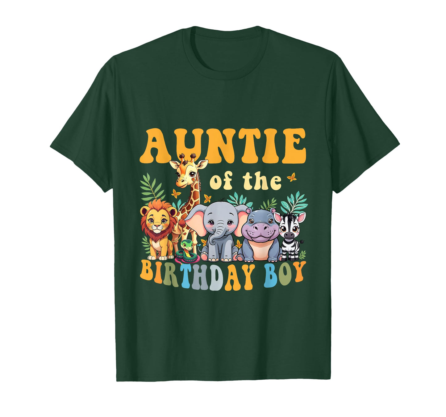 Auntie of the Birthday Boy Kid Safari Jungle Animal Matching T-Shirt