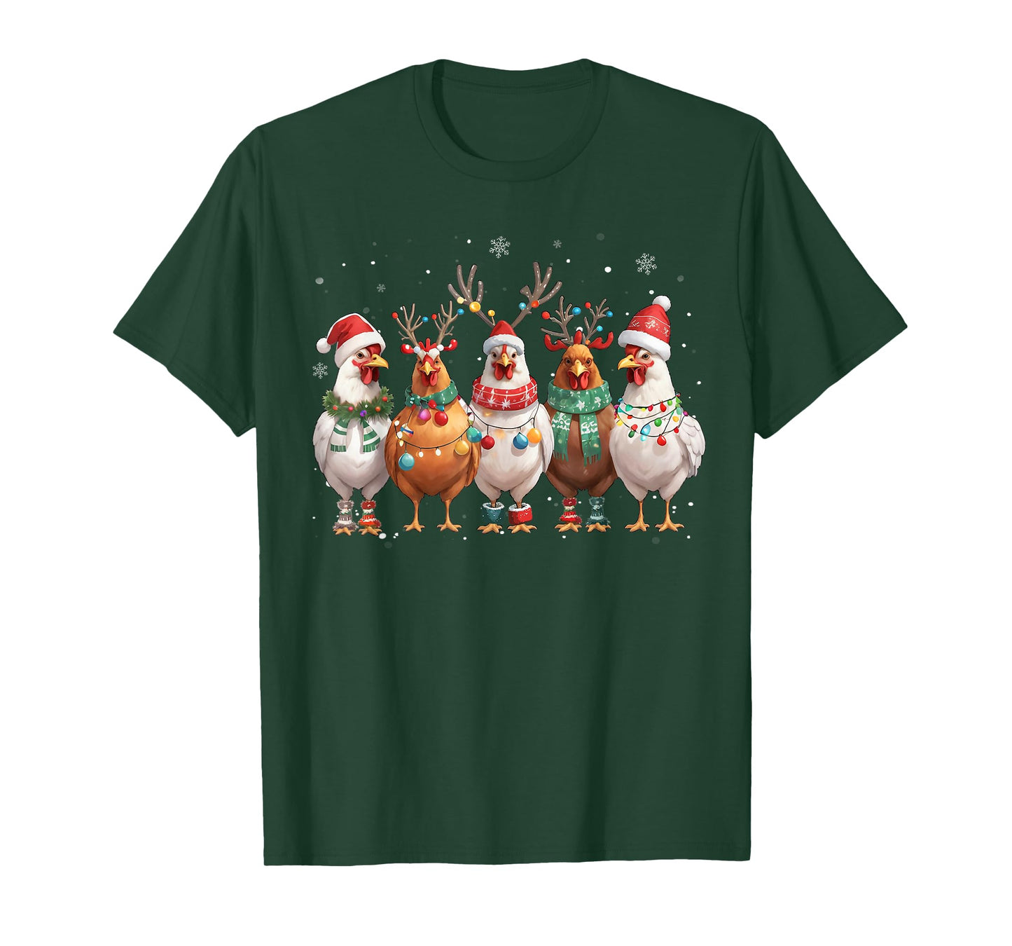 Christmas Lights Chicken Santa Funny Xmas Tree T-Shirt