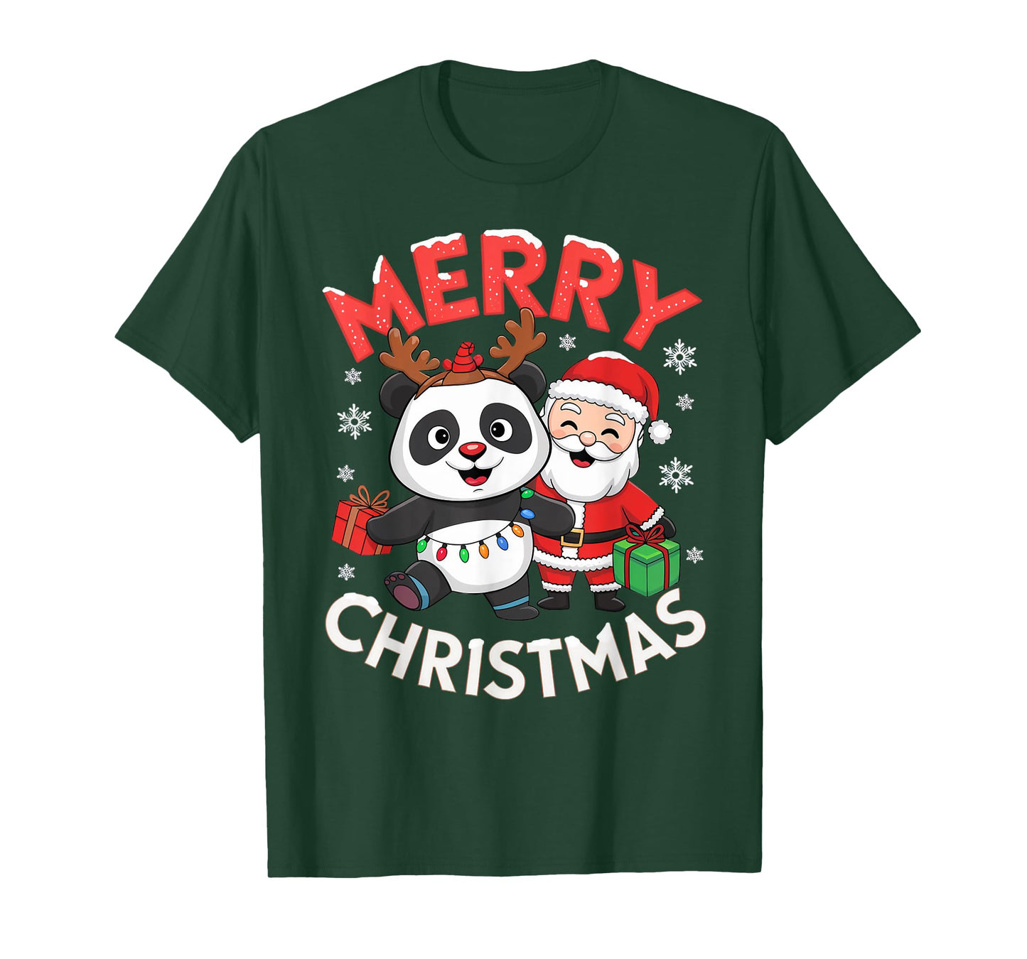 Cute Xmas Panda Santa on Panda Christmas T-Shirt