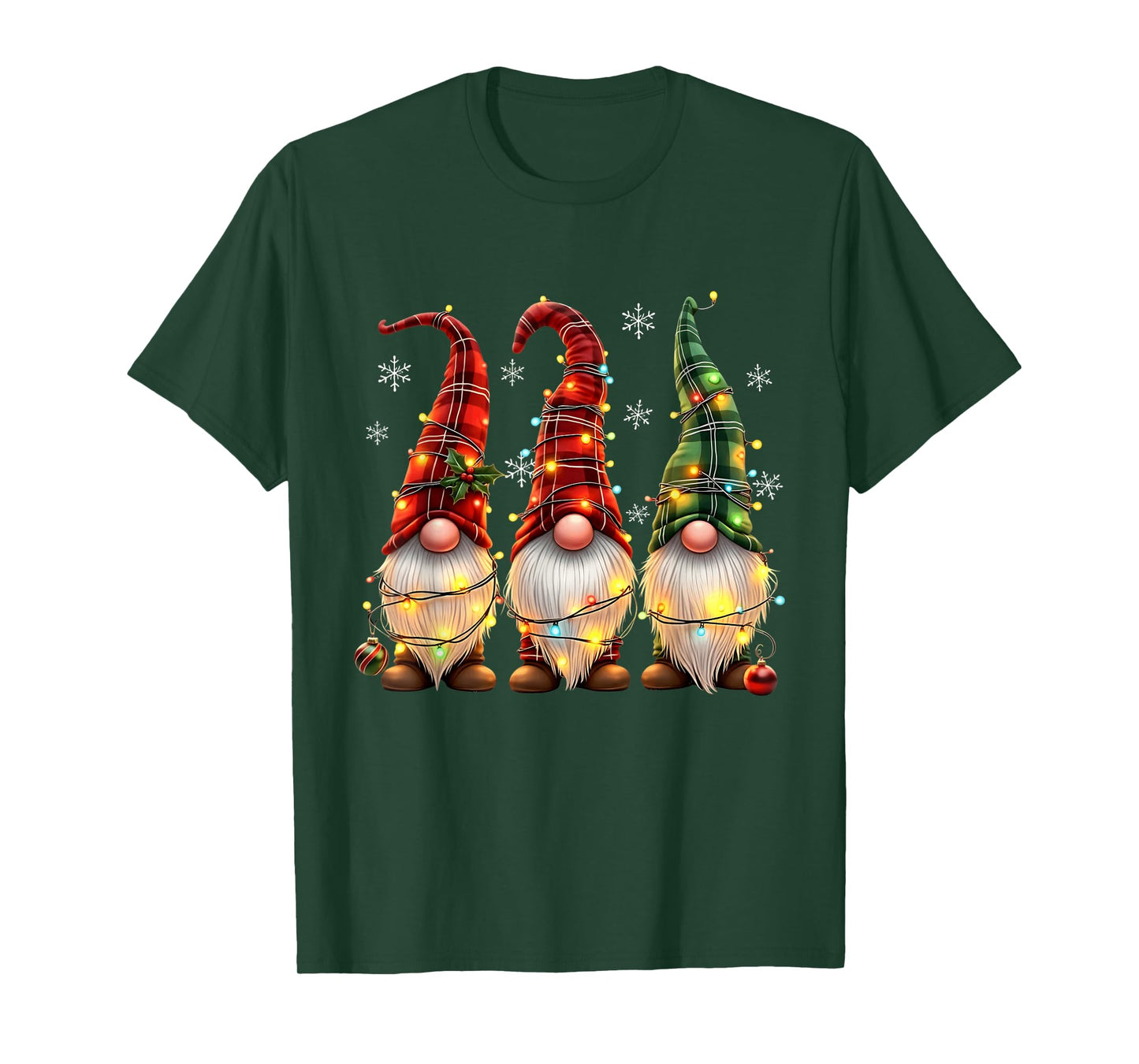 Three Gnomes Men Women Buffalo Plaid Red Christmas T-Shirt