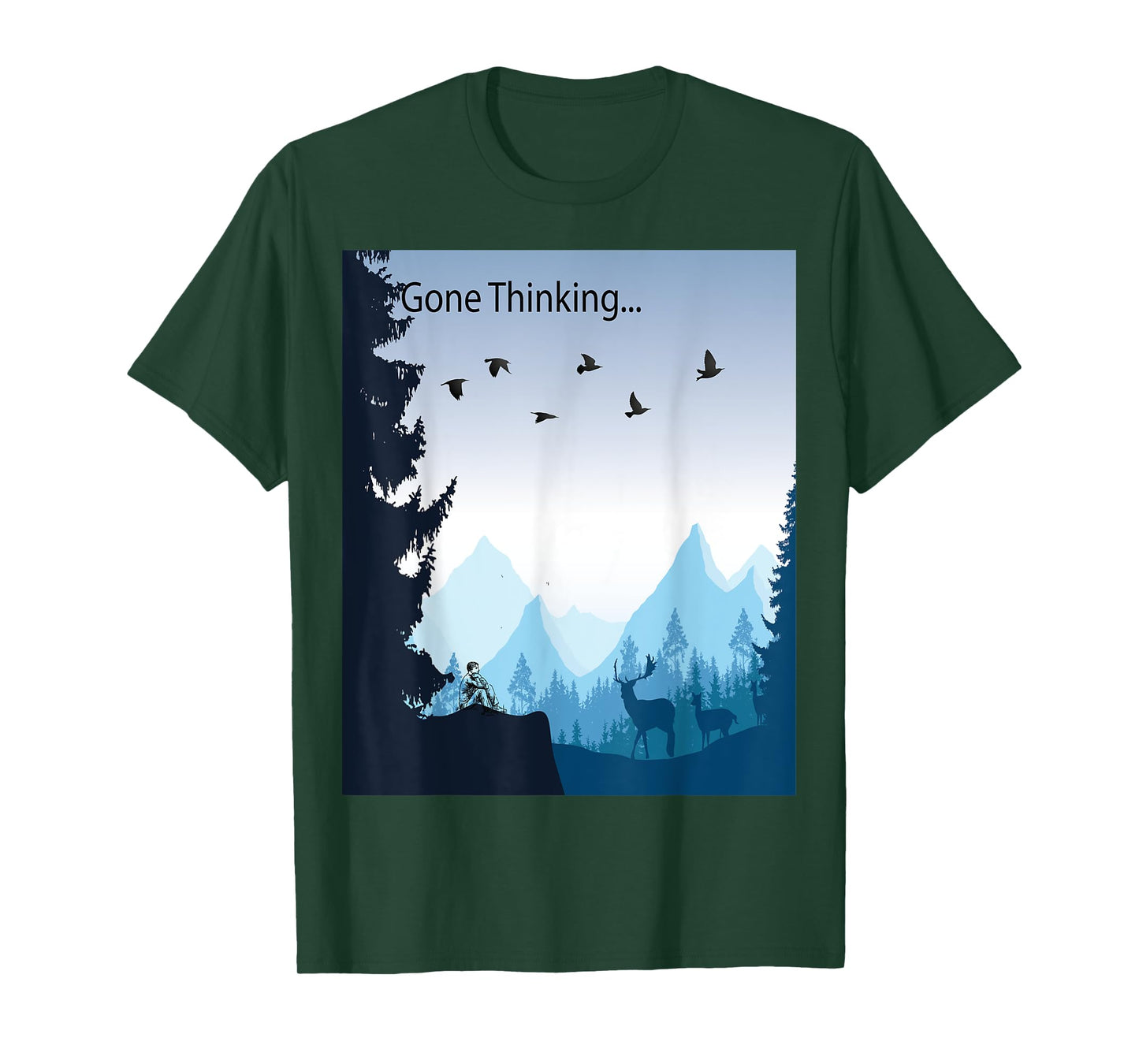 Gone Thinking... nature scene with deer T-Shirt