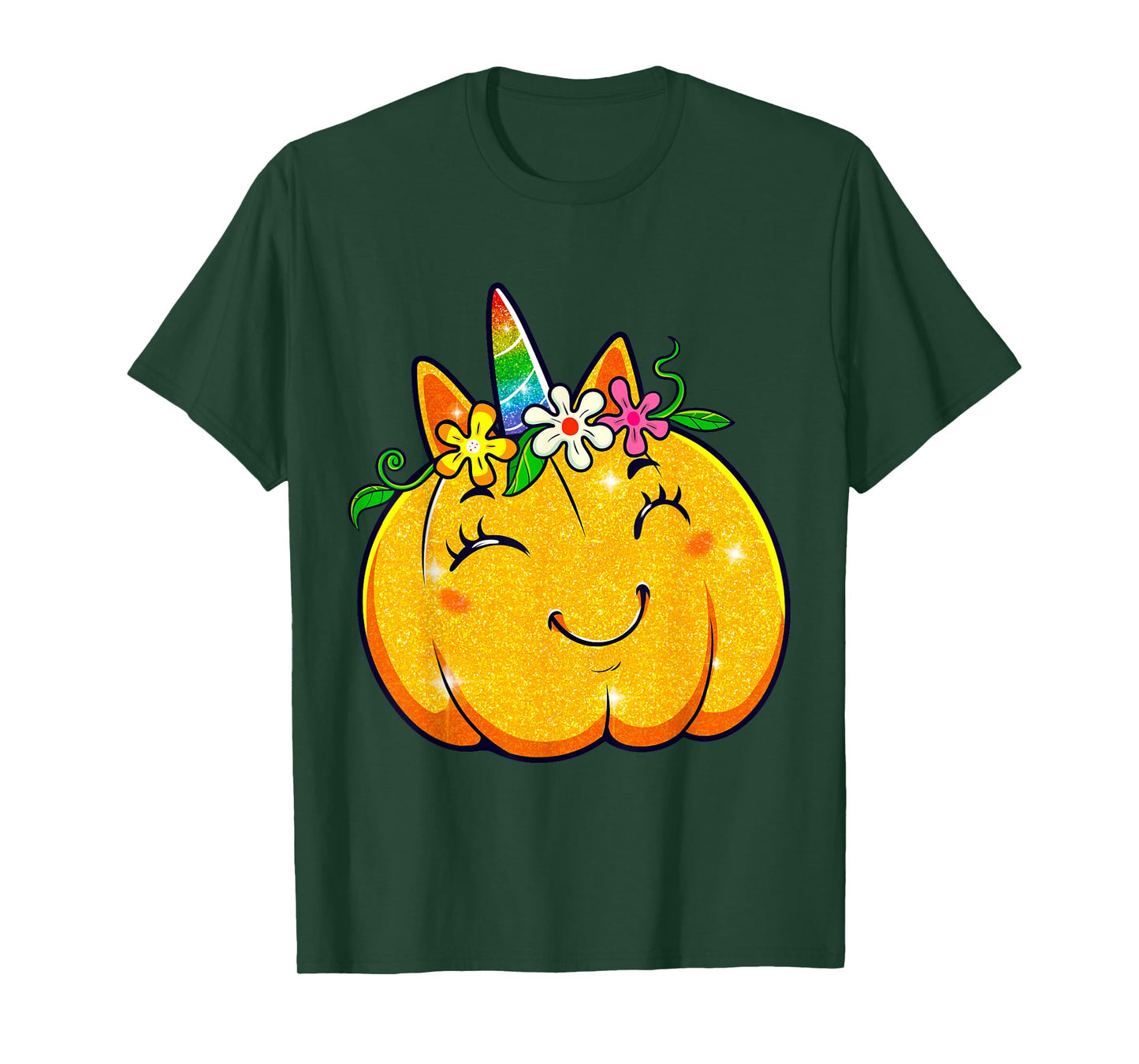 Unicorn Pumpkin Halloween Girl Cute Thanksgiving Girls T-Shirt
