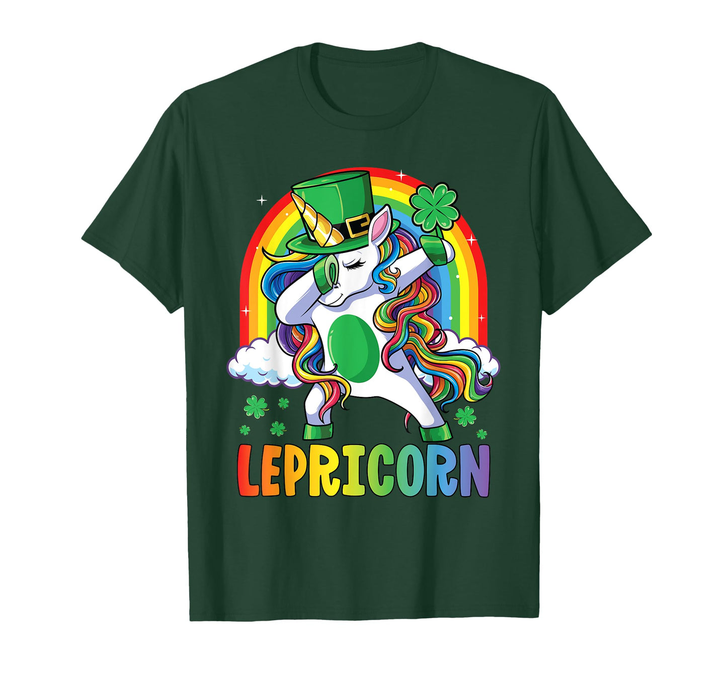 St Patricks Day Girls Dabbing Unicorn Leprechaun Lepricorn T-Shirt