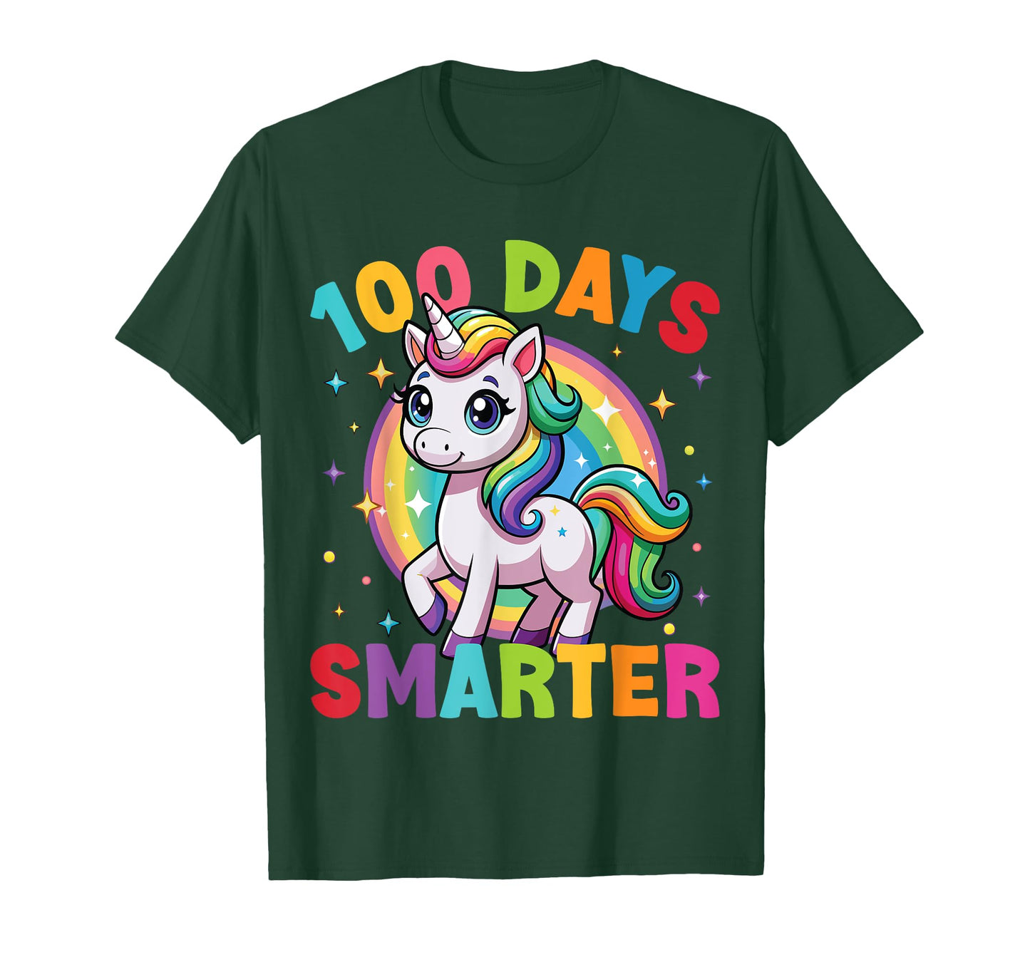 100 Days Smarter 100 Days Of School Unicorn Girl T-Shirt
