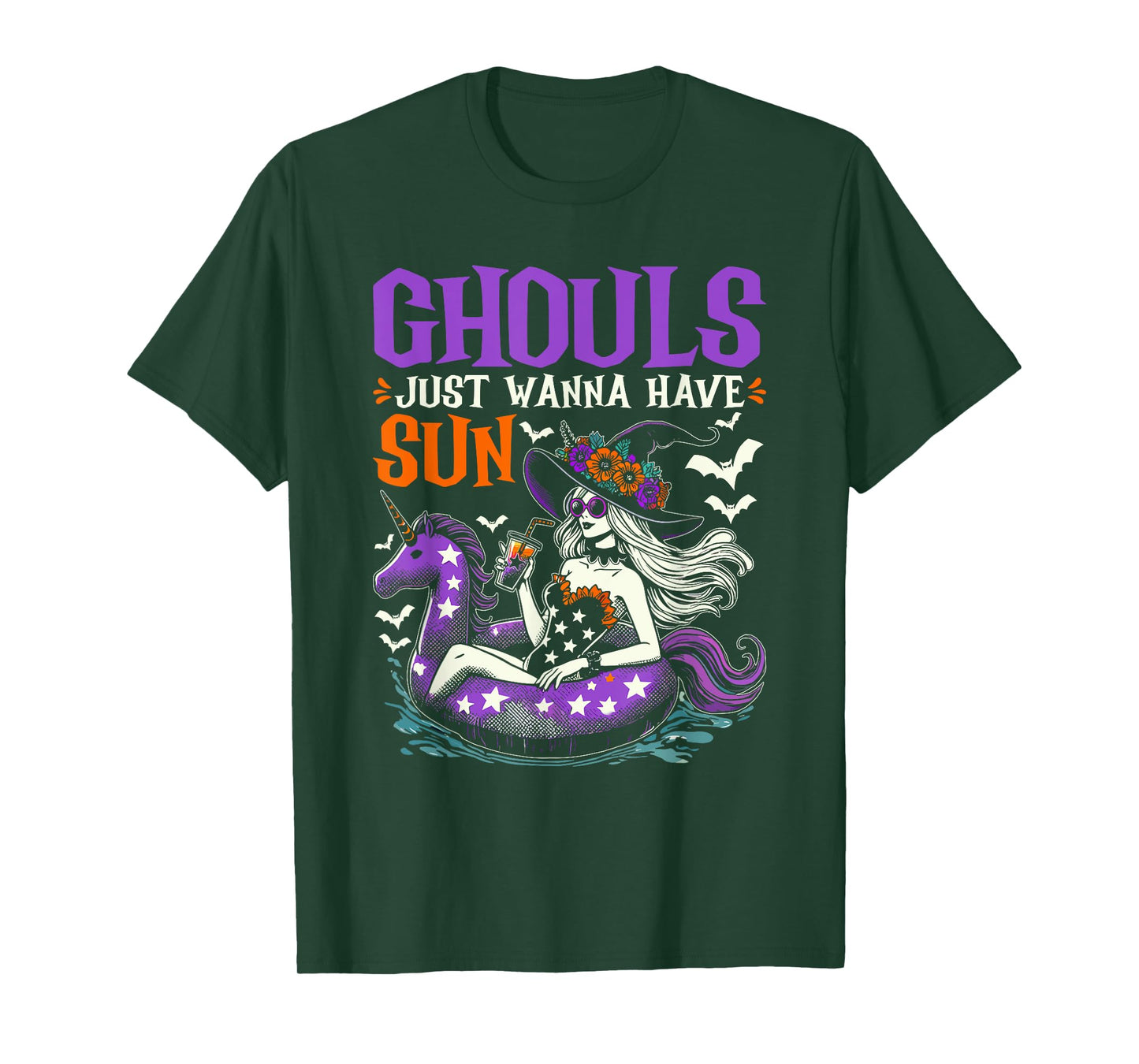 Summerween Summer Halloween Unicorn Float Witch Ghoul T-Shirt