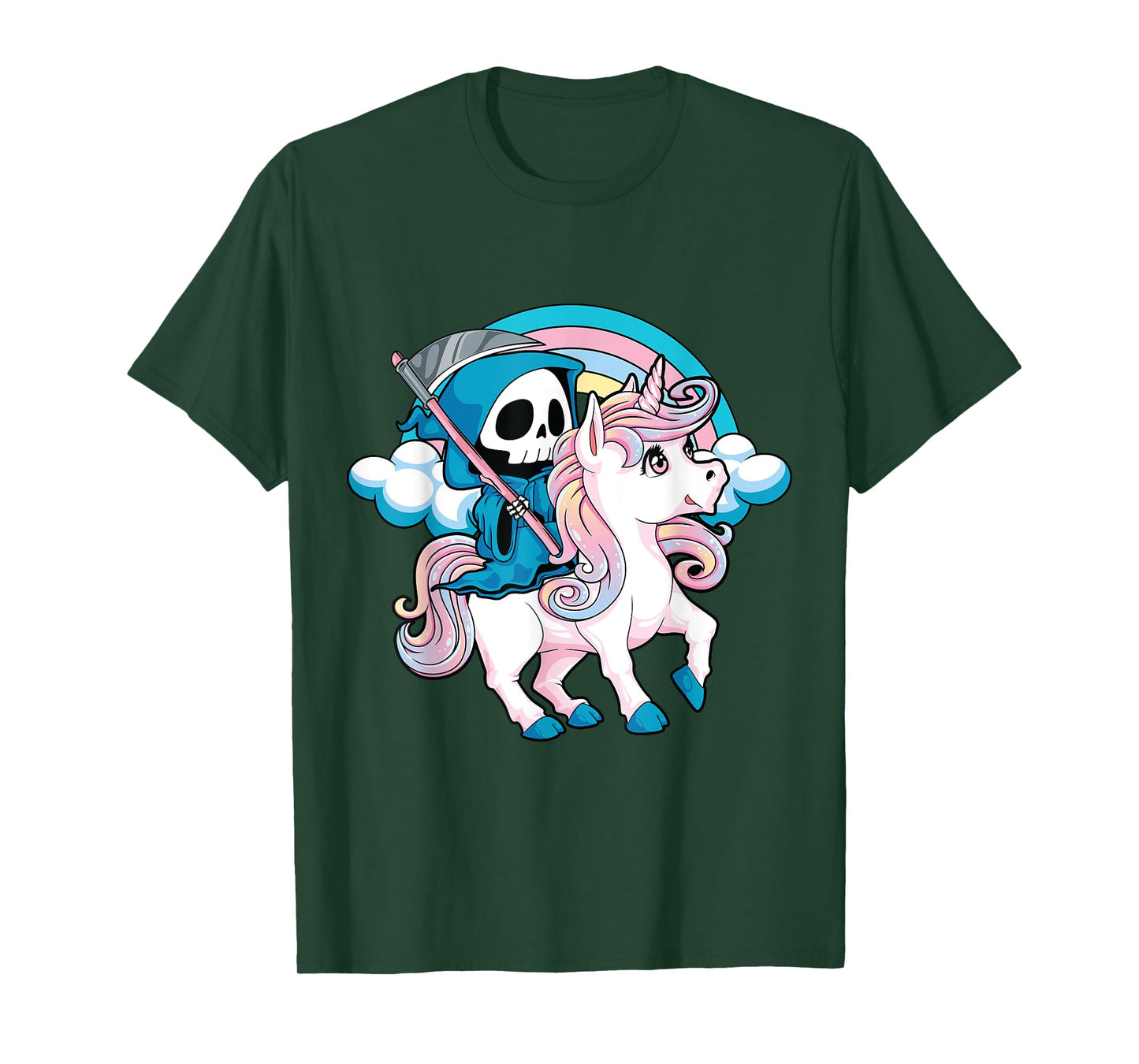 Kawaii Pastel Goth Cute Creepy Halloween Unicorn Grim Reaper T-Shirt