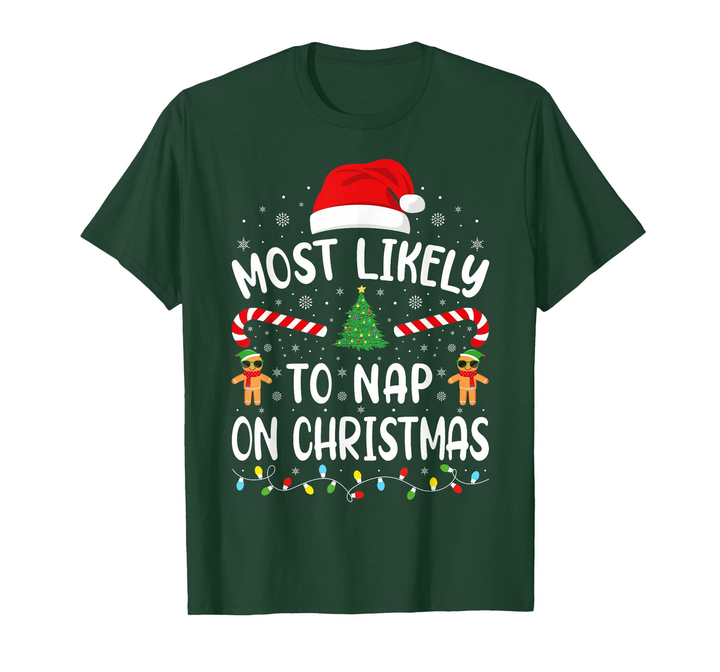 Most Likely to Nap On Christmas Family Matching Xmas Tree T-Shirt